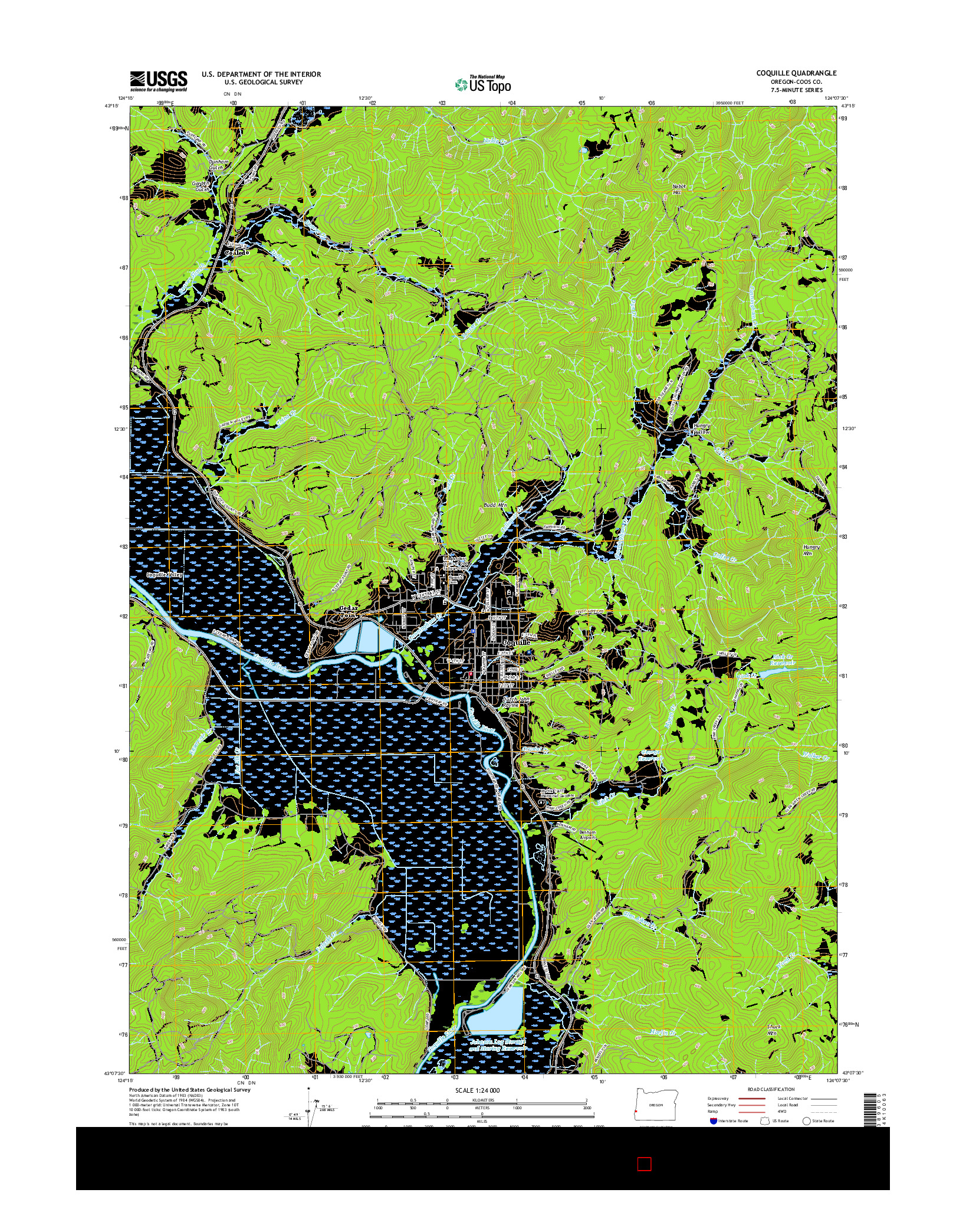 USGS US TOPO 7.5-MINUTE MAP FOR COQUILLE, OR 2017