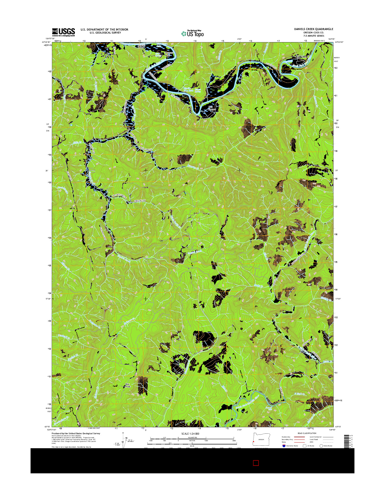 USGS US TOPO 7.5-MINUTE MAP FOR DANIELS CREEK, OR 2017