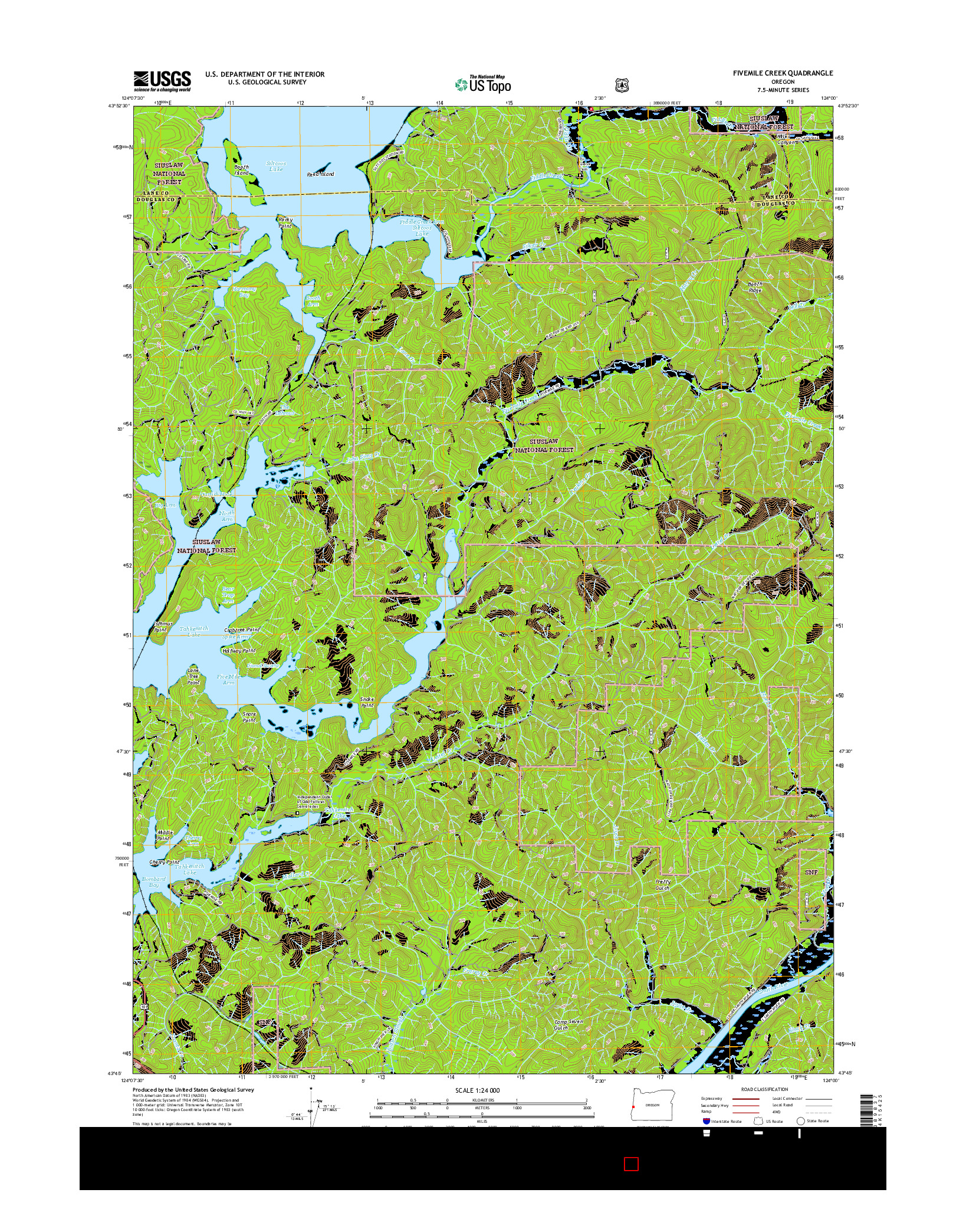 USGS US TOPO 7.5-MINUTE MAP FOR FIVEMILE CREEK, OR 2017