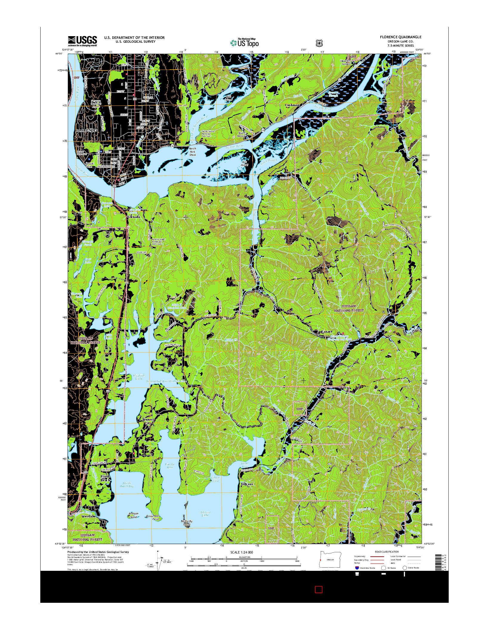 USGS US TOPO 7.5-MINUTE MAP FOR FLORENCE, OR 2017