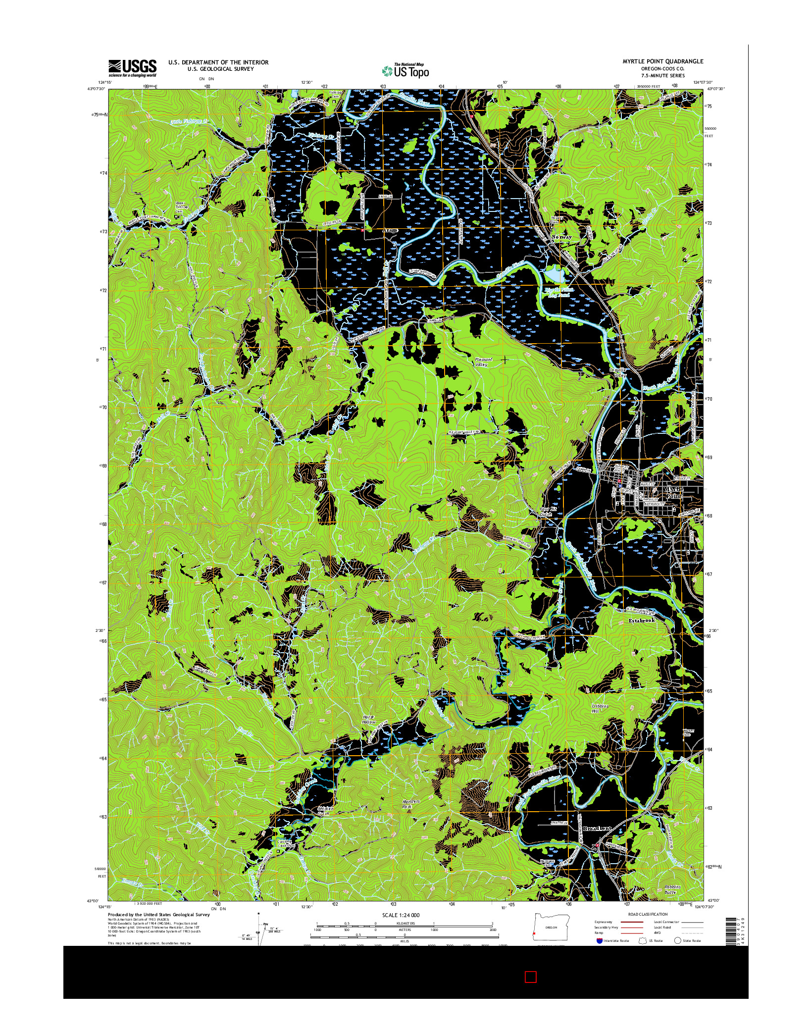USGS US TOPO 7.5-MINUTE MAP FOR MYRTLE POINT, OR 2017