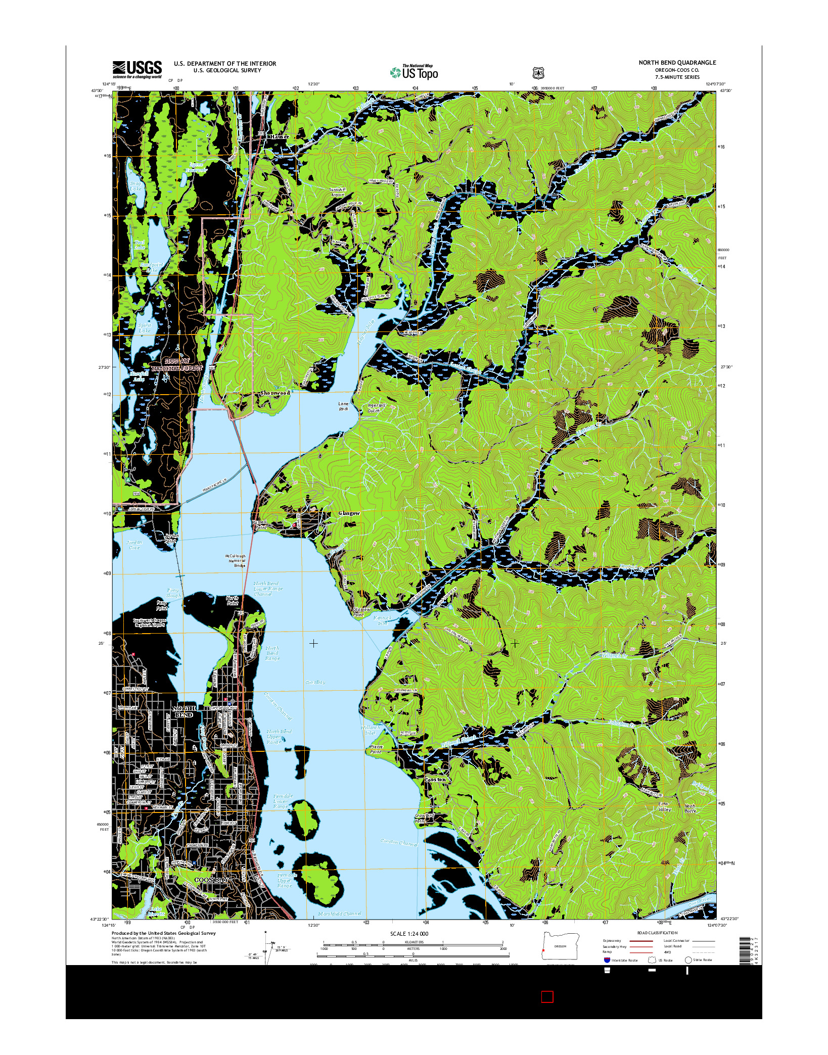 USGS US TOPO 7.5-MINUTE MAP FOR NORTH BEND, OR 2017