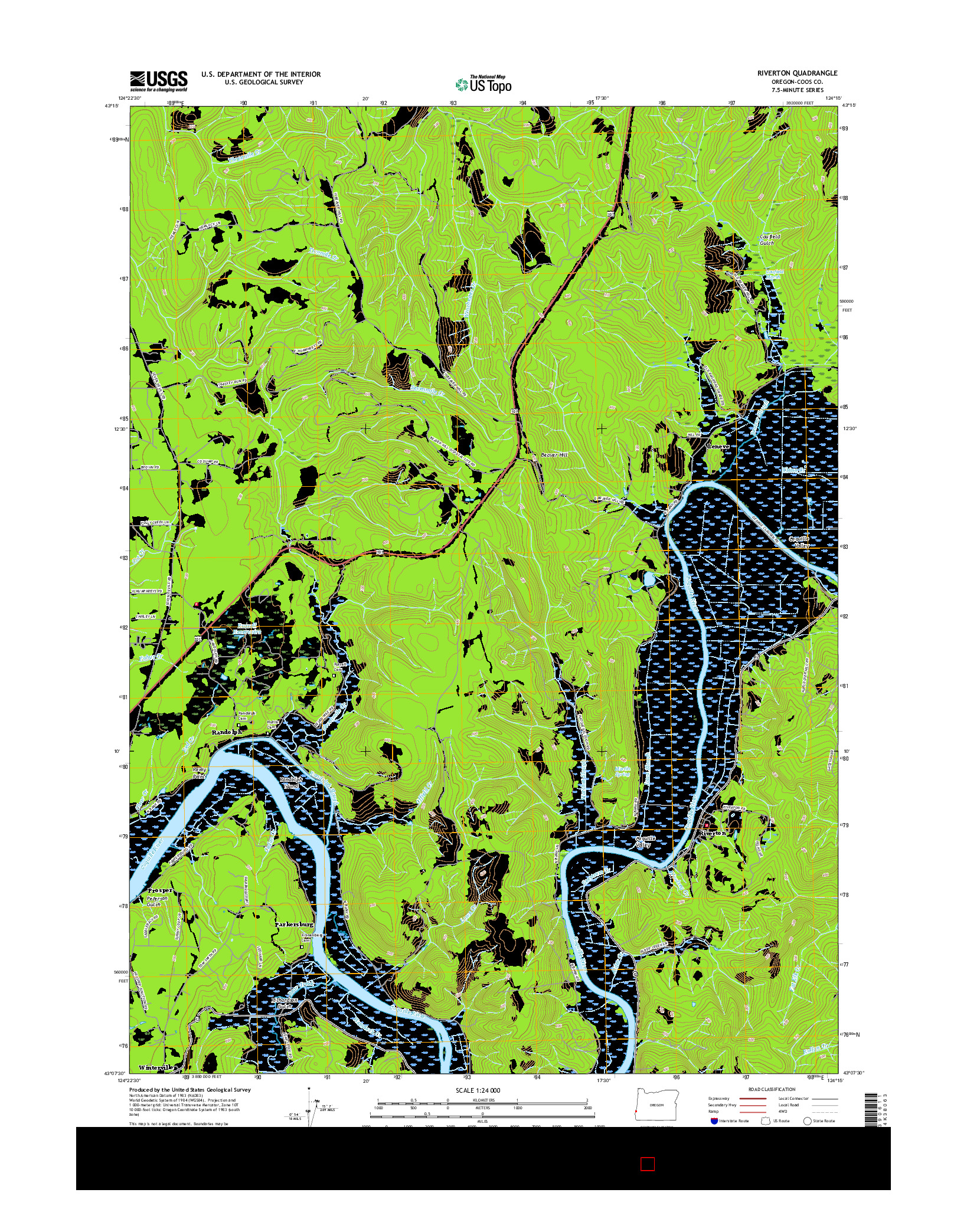 USGS US TOPO 7.5-MINUTE MAP FOR RIVERTON, OR 2017