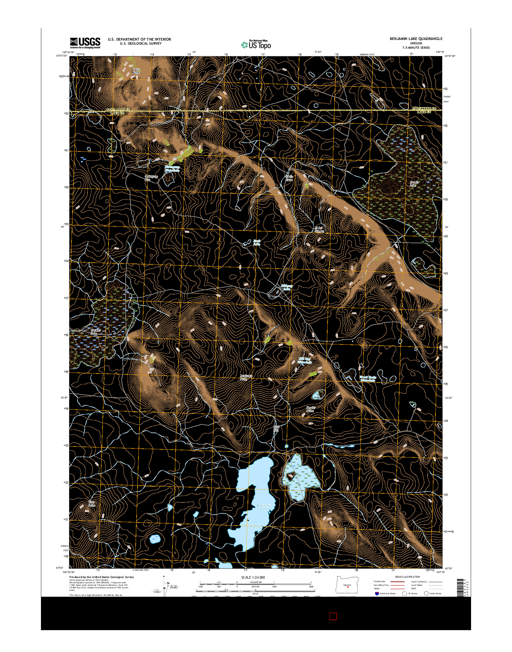 USGS US TOPO 7.5-MINUTE MAP FOR BENJAMIN LAKE, OR 2017