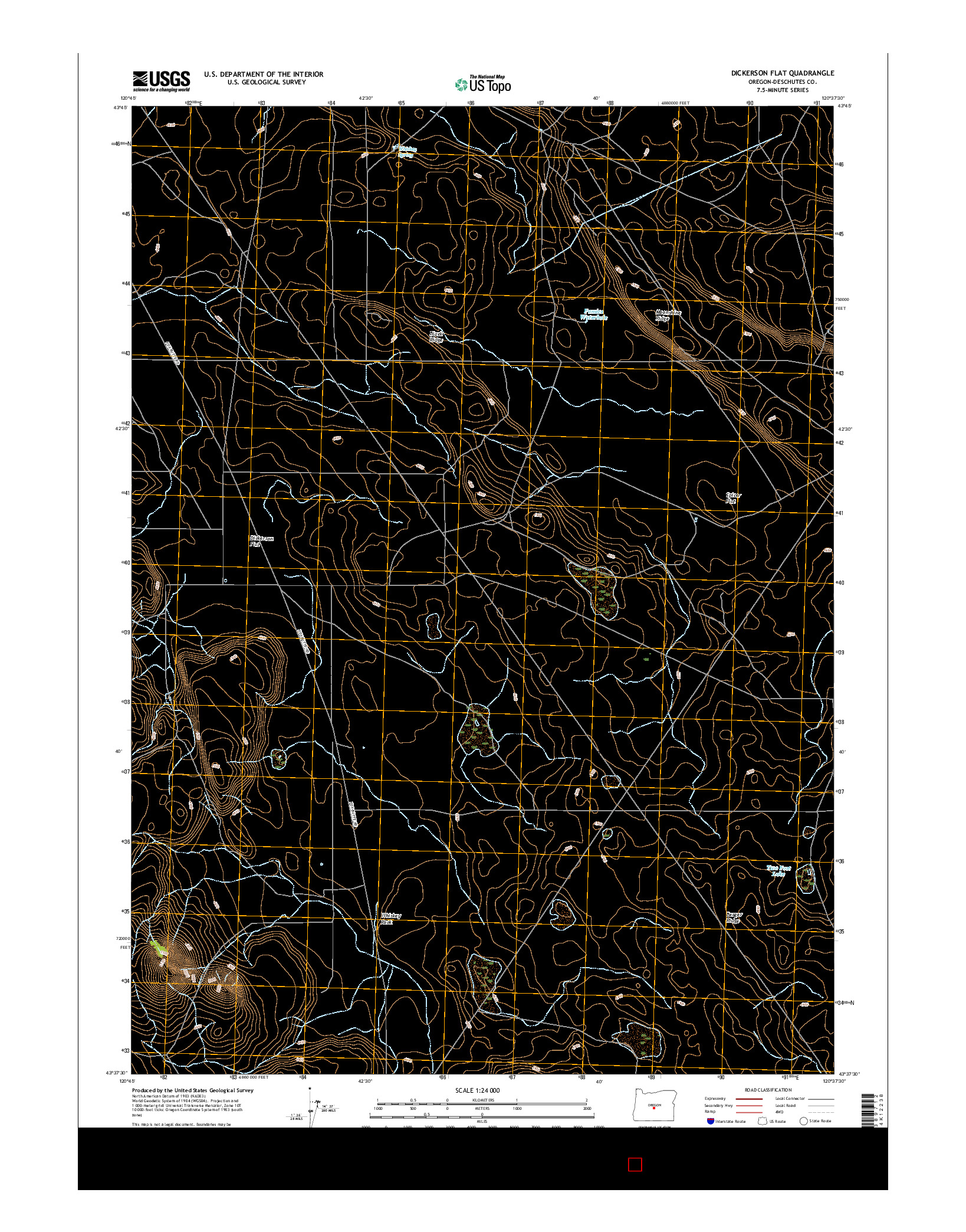 USGS US TOPO 7.5-MINUTE MAP FOR DICKERSON FLAT, OR 2017