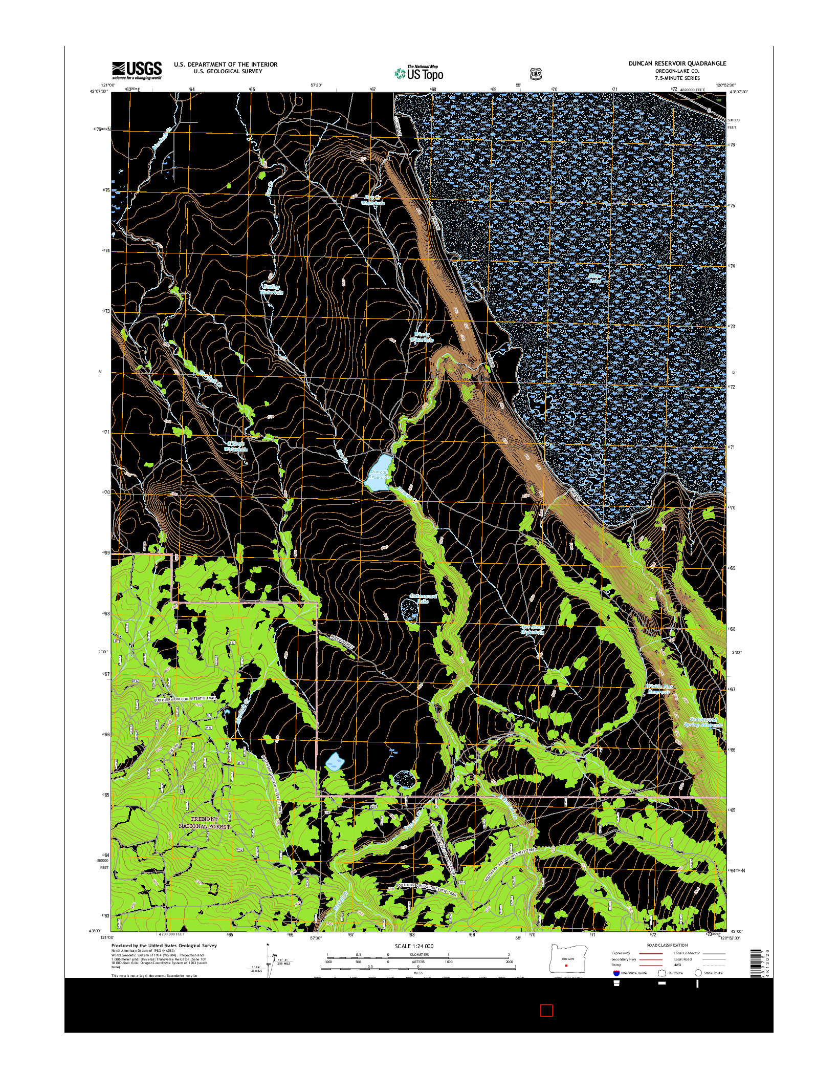USGS US TOPO 7.5-MINUTE MAP FOR DUNCAN RESERVOIR, OR 2017