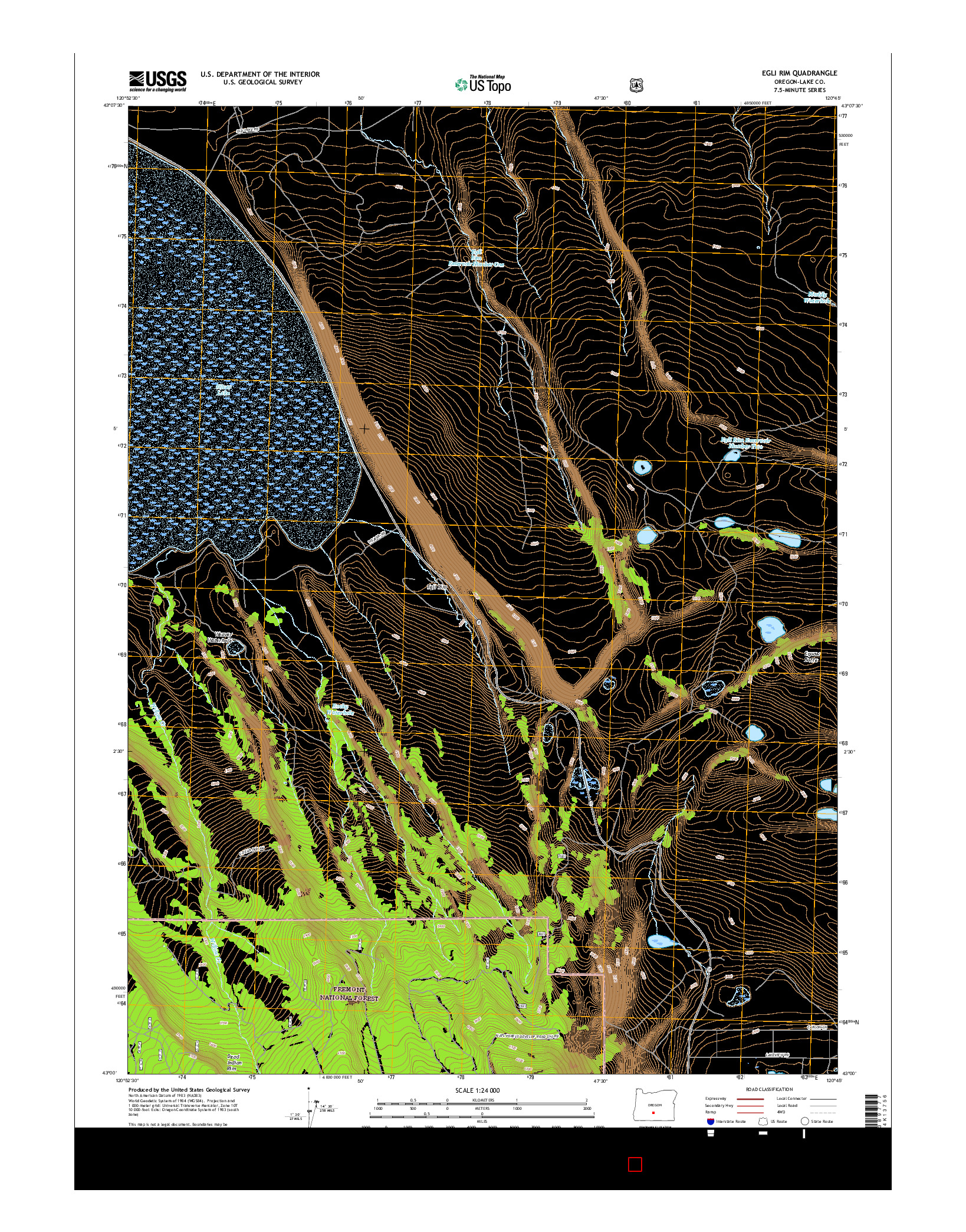 USGS US TOPO 7.5-MINUTE MAP FOR EGLI RIM, OR 2017