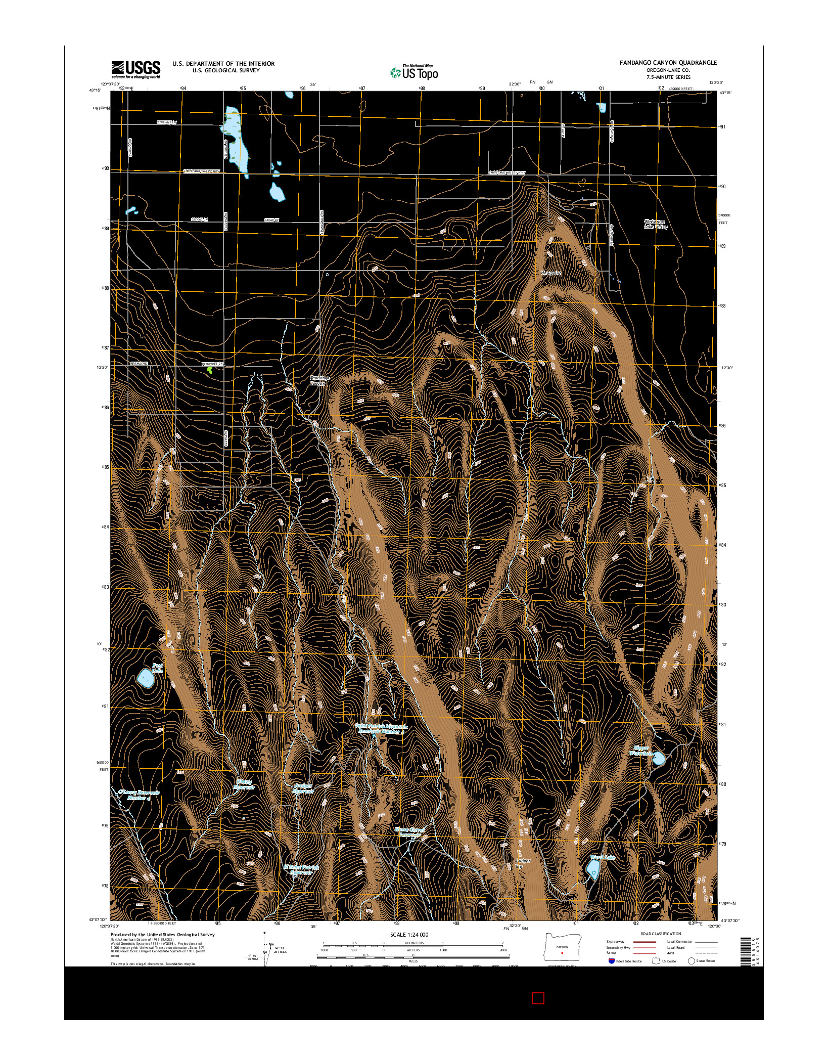 USGS US TOPO 7.5-MINUTE MAP FOR FANDANGO CANYON, OR 2017