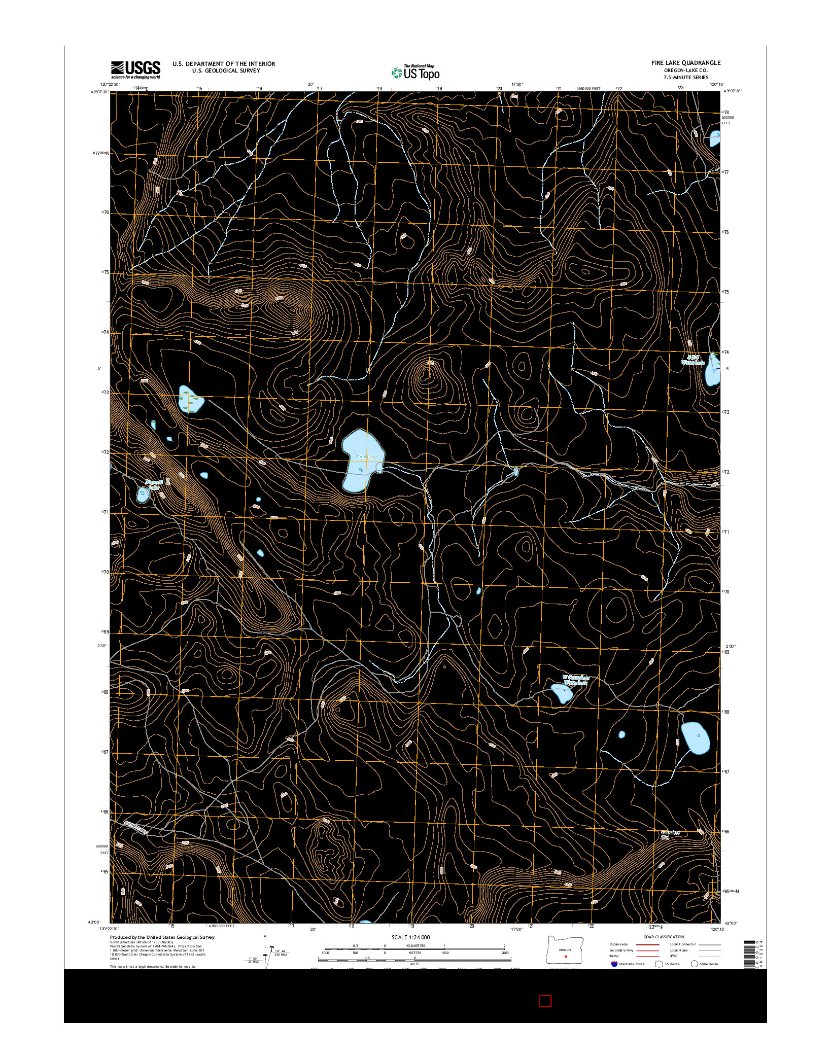 USGS US TOPO 7.5-MINUTE MAP FOR FIRE LAKE, OR 2017