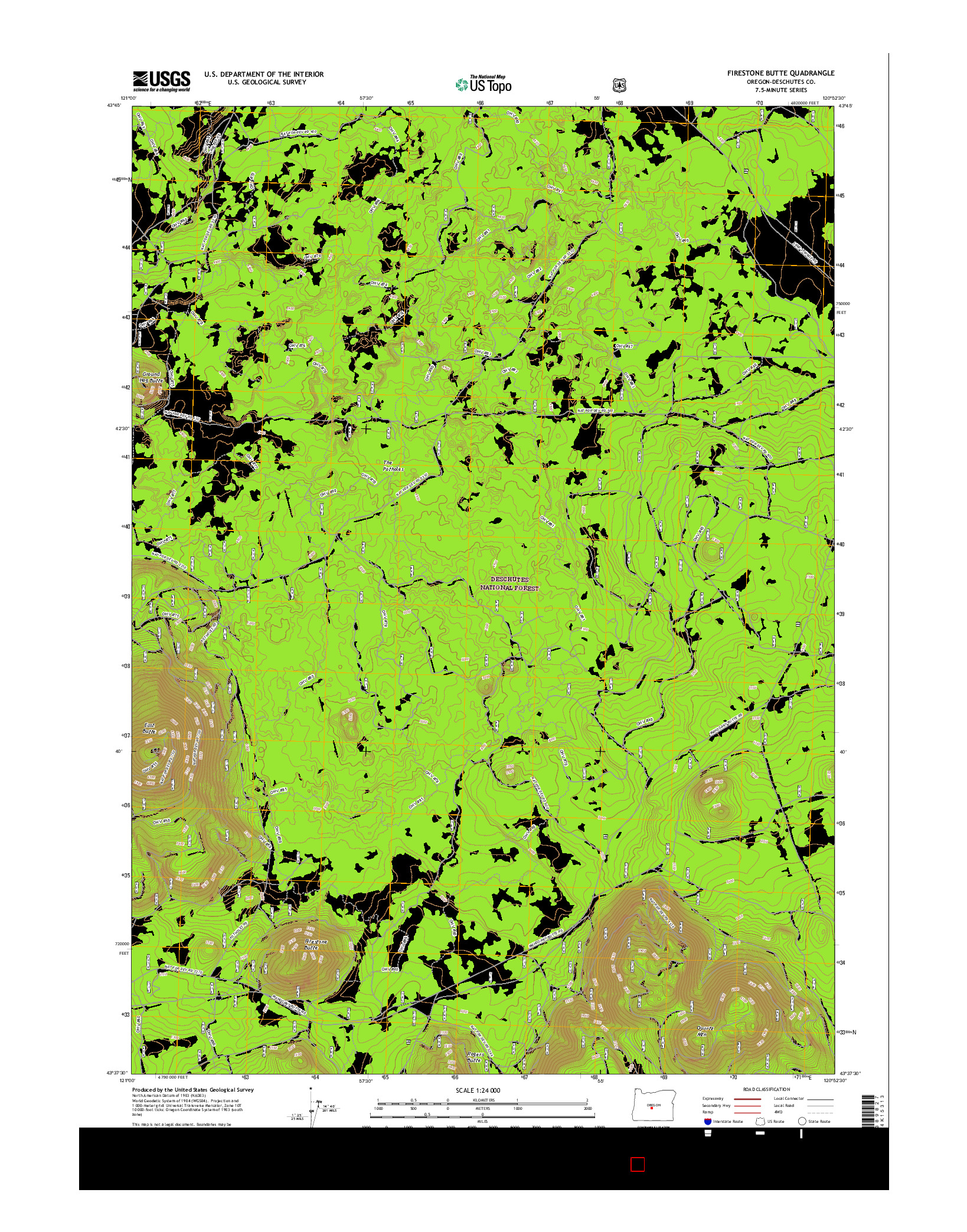 USGS US TOPO 7.5-MINUTE MAP FOR FIRESTONE BUTTE, OR 2017