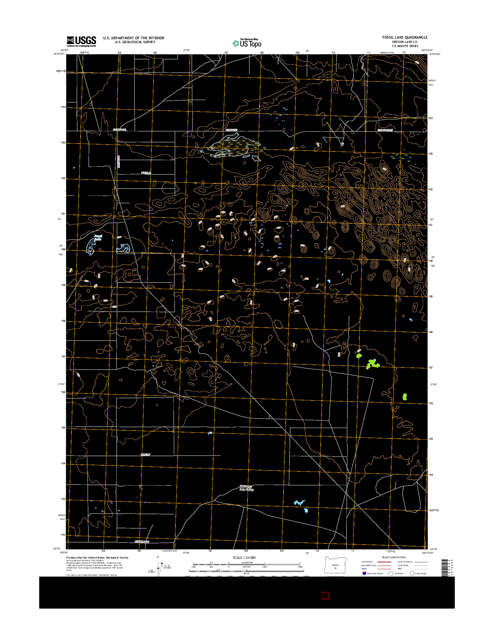 USGS US TOPO 7.5-MINUTE MAP FOR FOSSIL LAKE, OR 2017