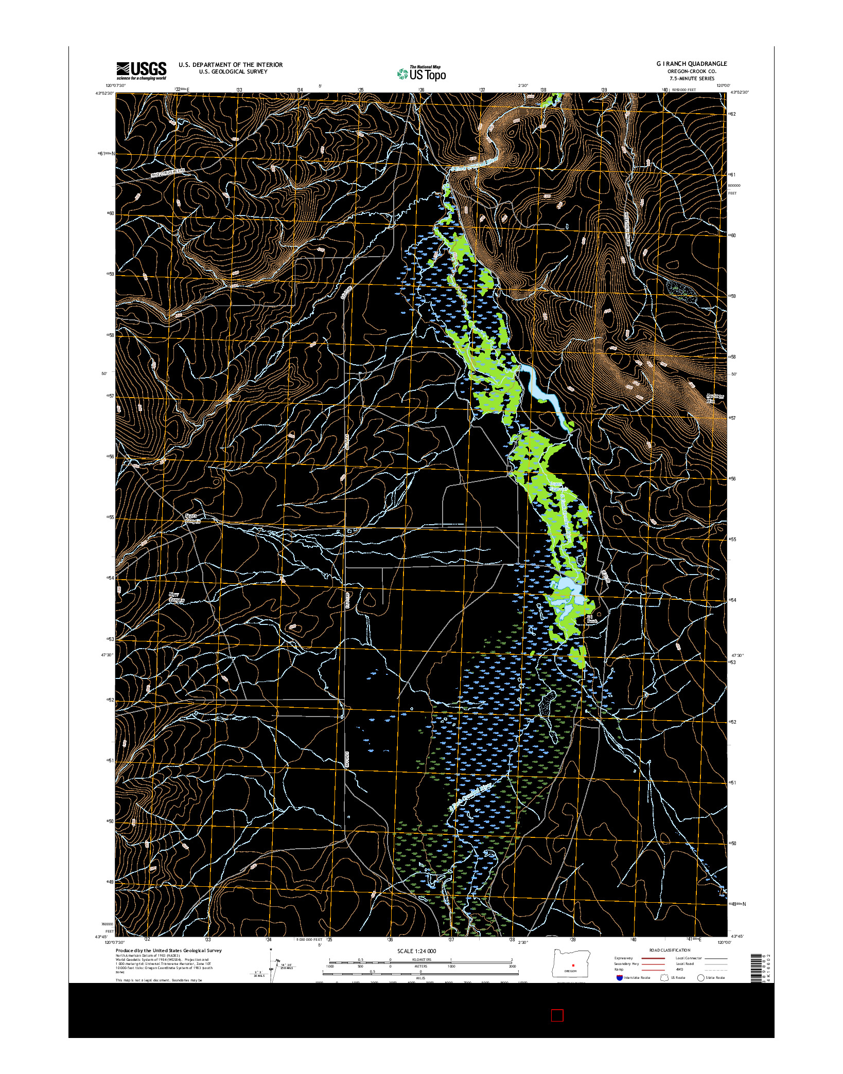 USGS US TOPO 7.5-MINUTE MAP FOR G I RANCH, OR 2017