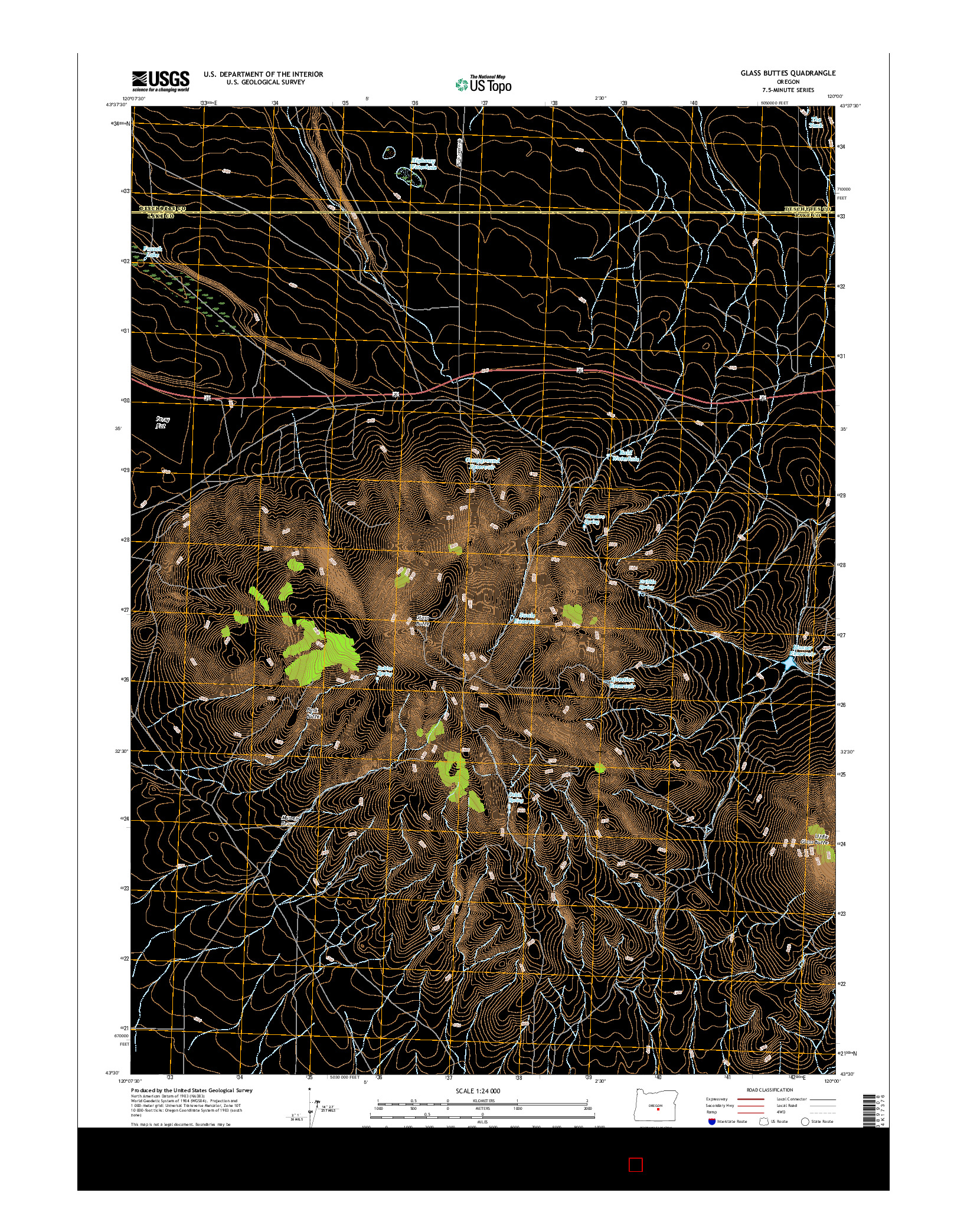 USGS US TOPO 7.5-MINUTE MAP FOR GLASS BUTTES, OR 2017