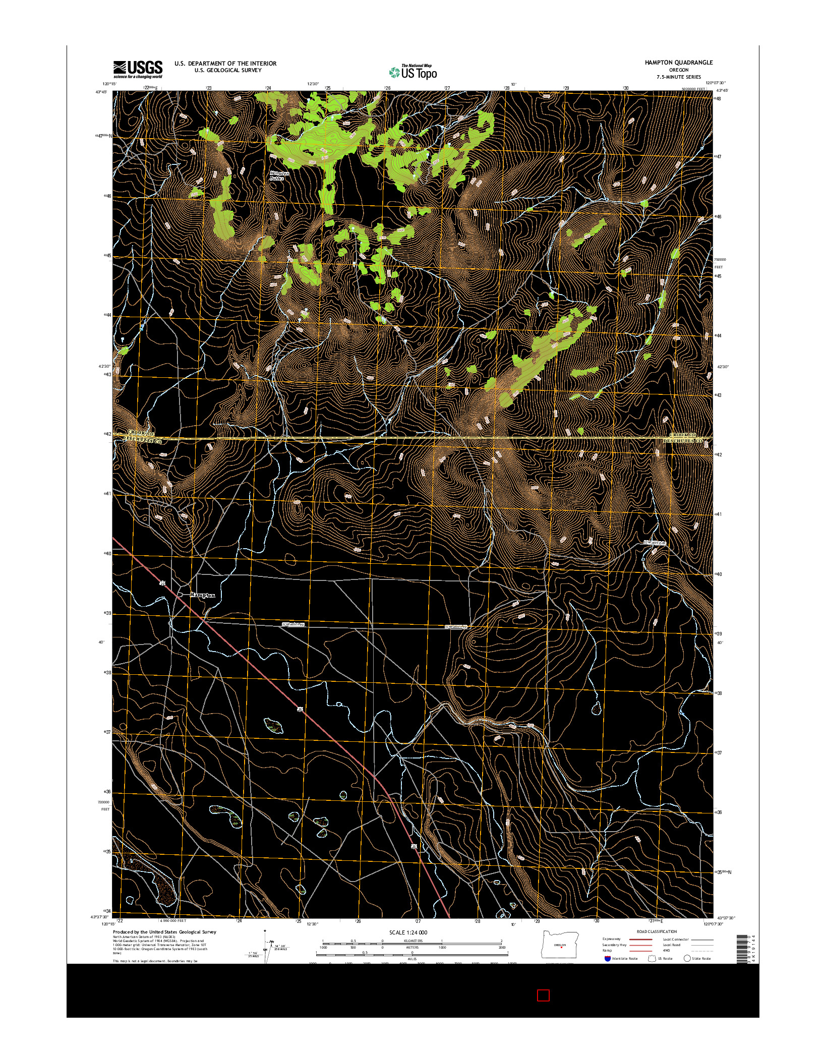 USGS US TOPO 7.5-MINUTE MAP FOR HAMPTON, OR 2017