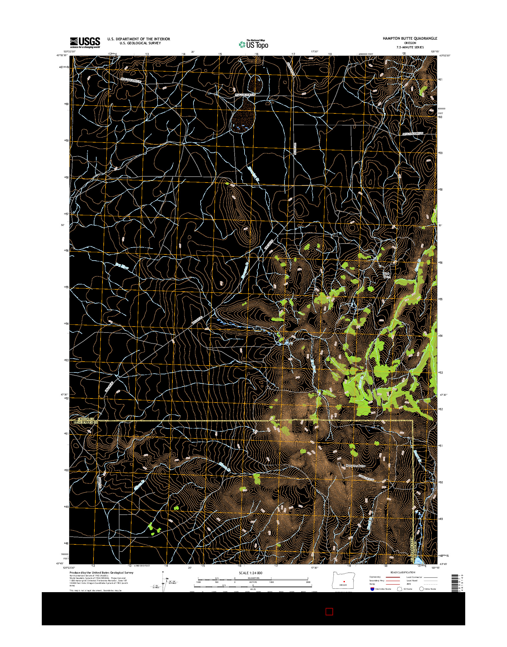 USGS US TOPO 7.5-MINUTE MAP FOR HAMPTON BUTTE, OR 2017