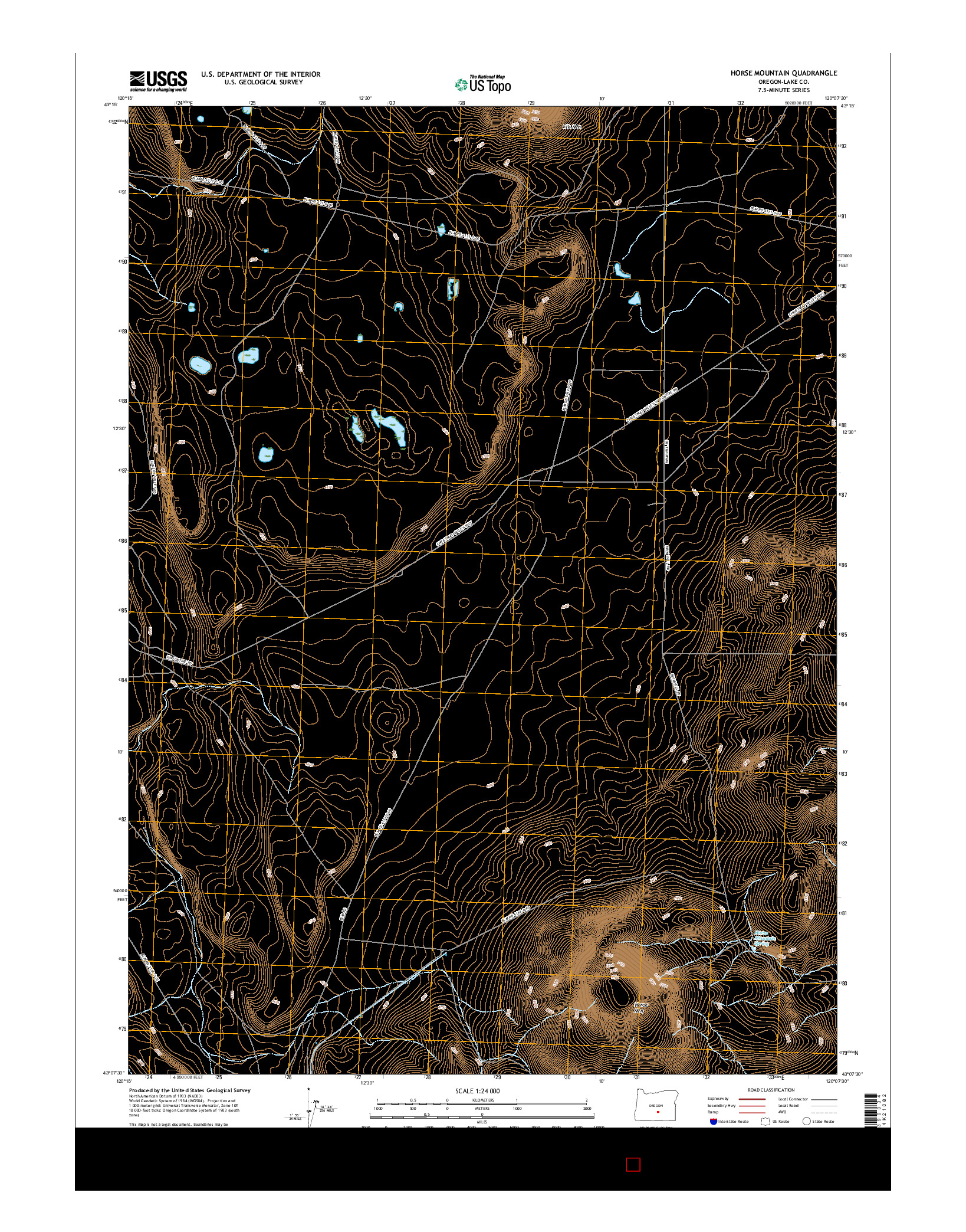 USGS US TOPO 7.5-MINUTE MAP FOR HORSE MOUNTAIN, OR 2017