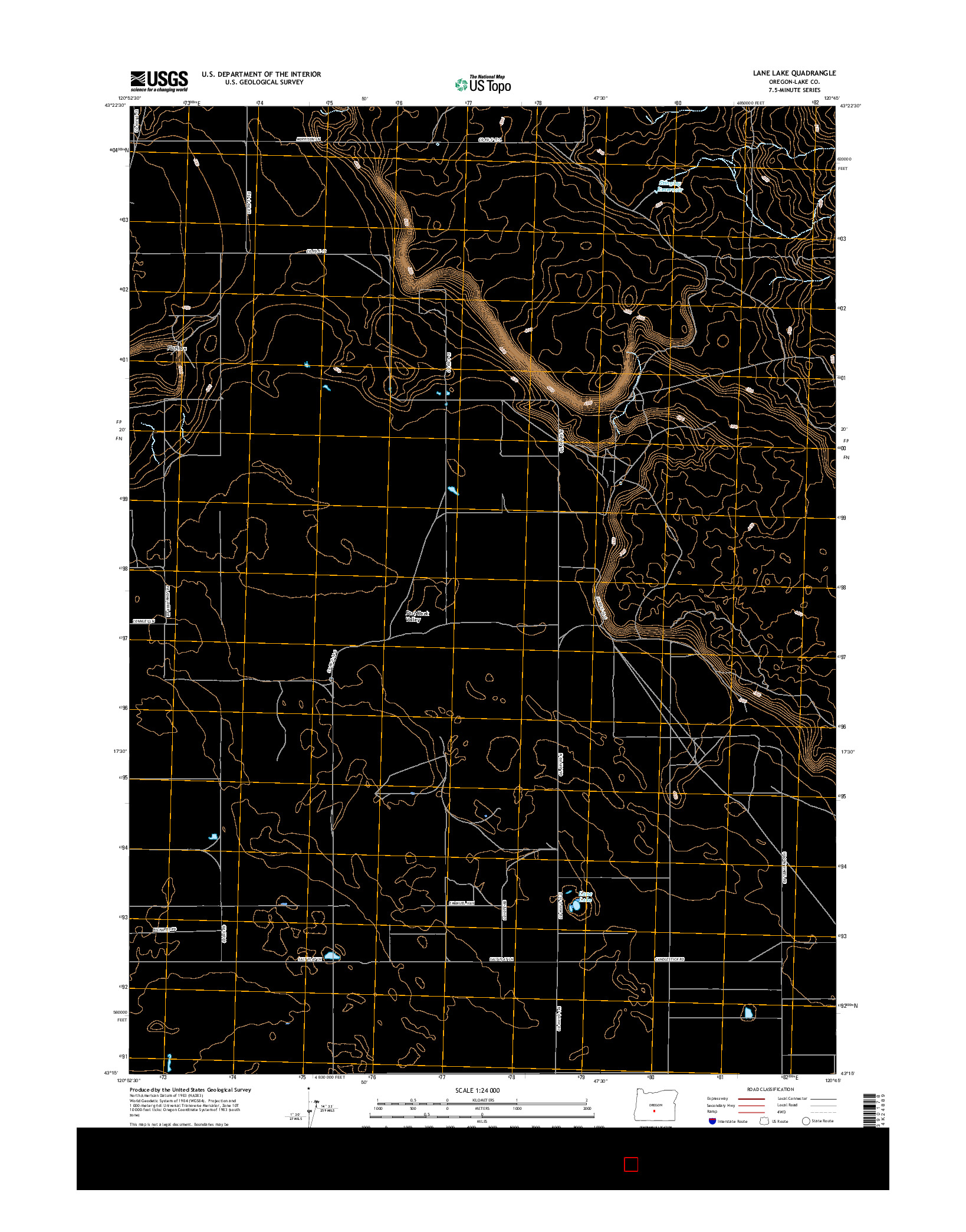 USGS US TOPO 7.5-MINUTE MAP FOR LANE LAKE, OR 2017