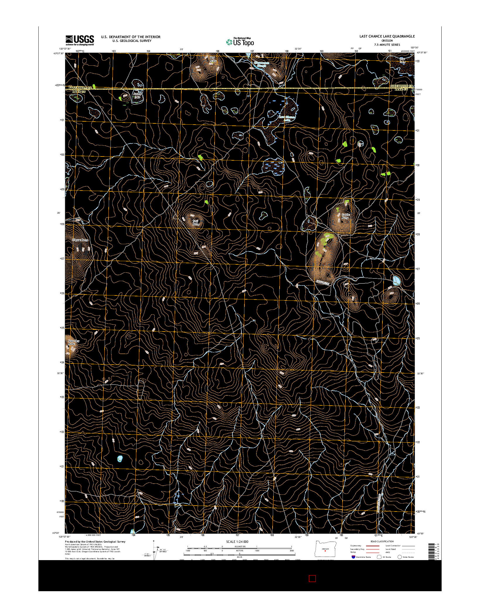 USGS US TOPO 7.5-MINUTE MAP FOR LAST CHANCE LAKE, OR 2017