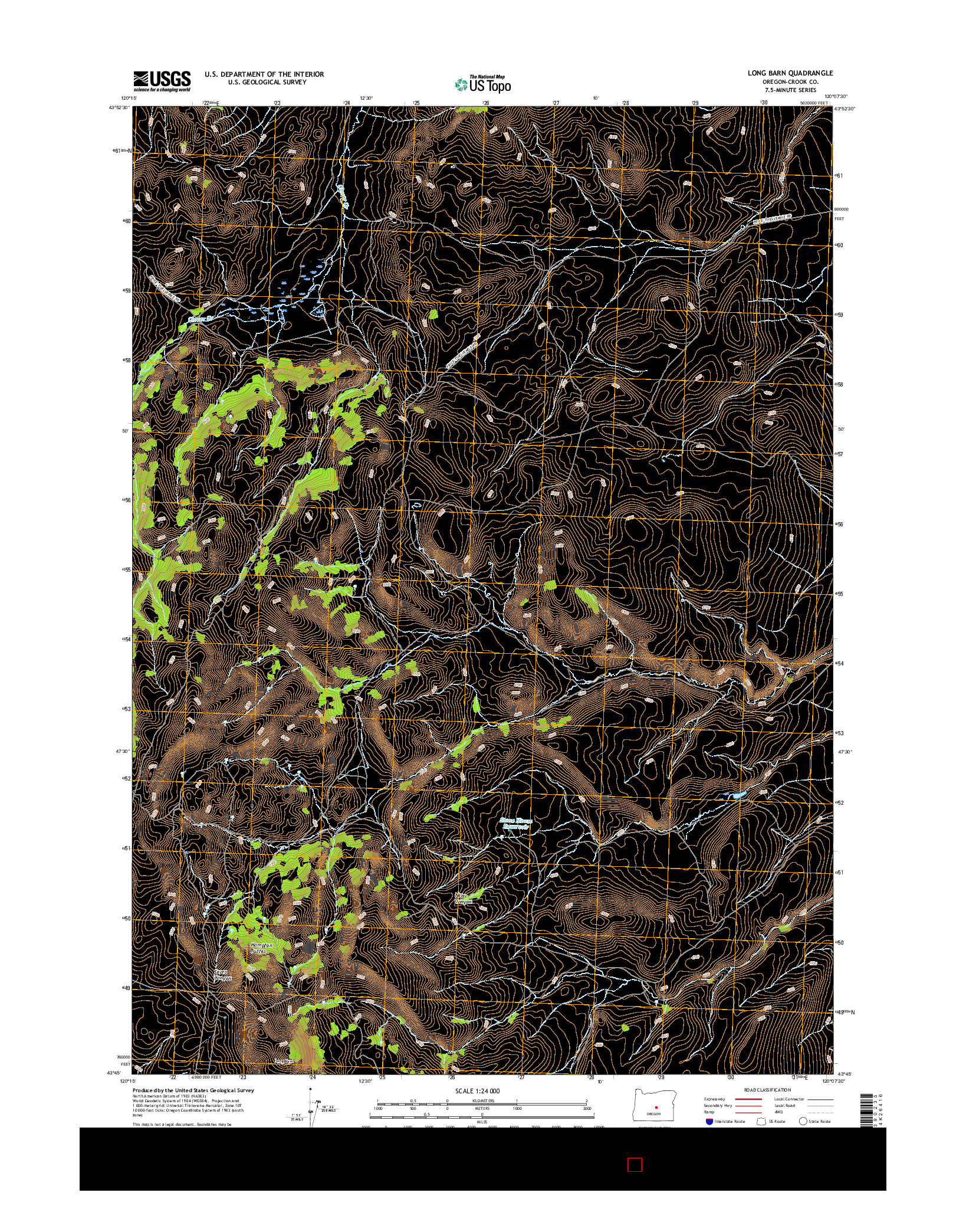 USGS US TOPO 7.5-MINUTE MAP FOR LONG BARN, OR 2017
