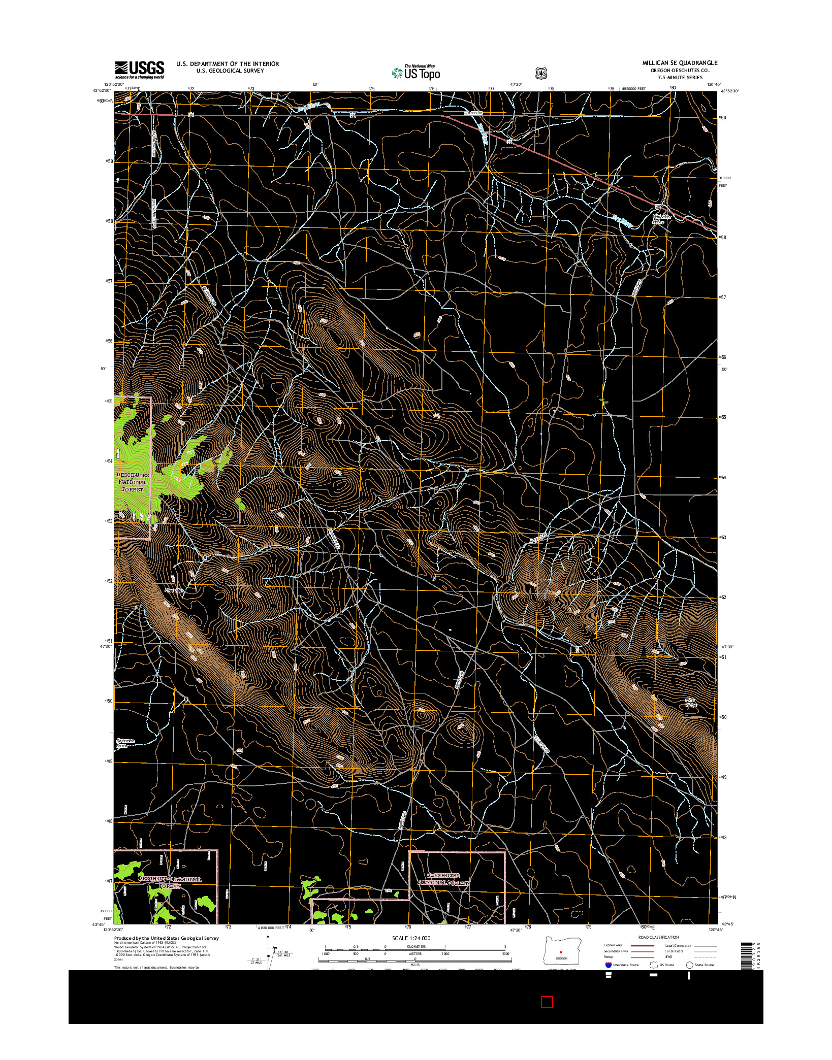 USGS US TOPO 7.5-MINUTE MAP FOR MILLICAN SE, OR 2017