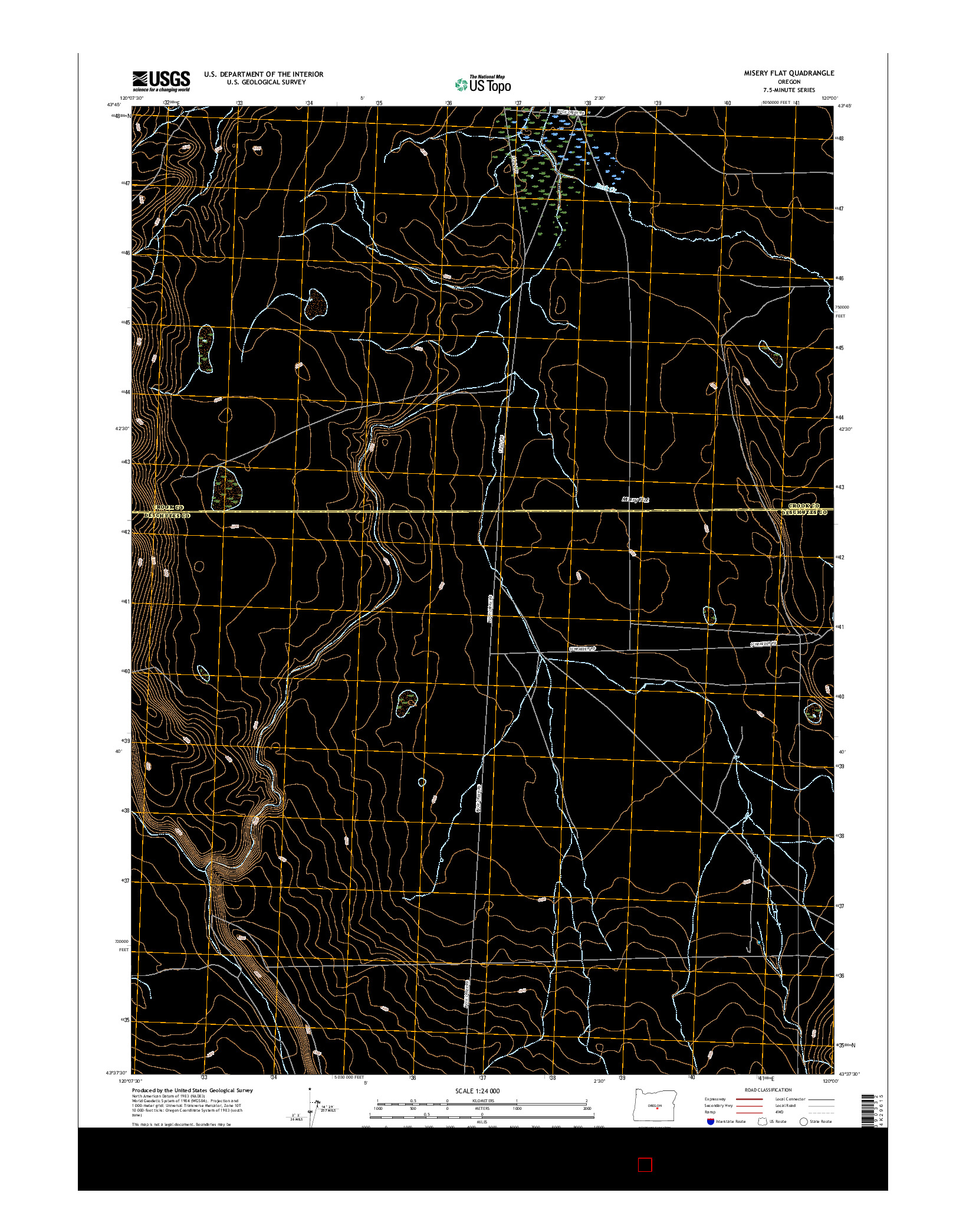 USGS US TOPO 7.5-MINUTE MAP FOR MISERY FLAT, OR 2017