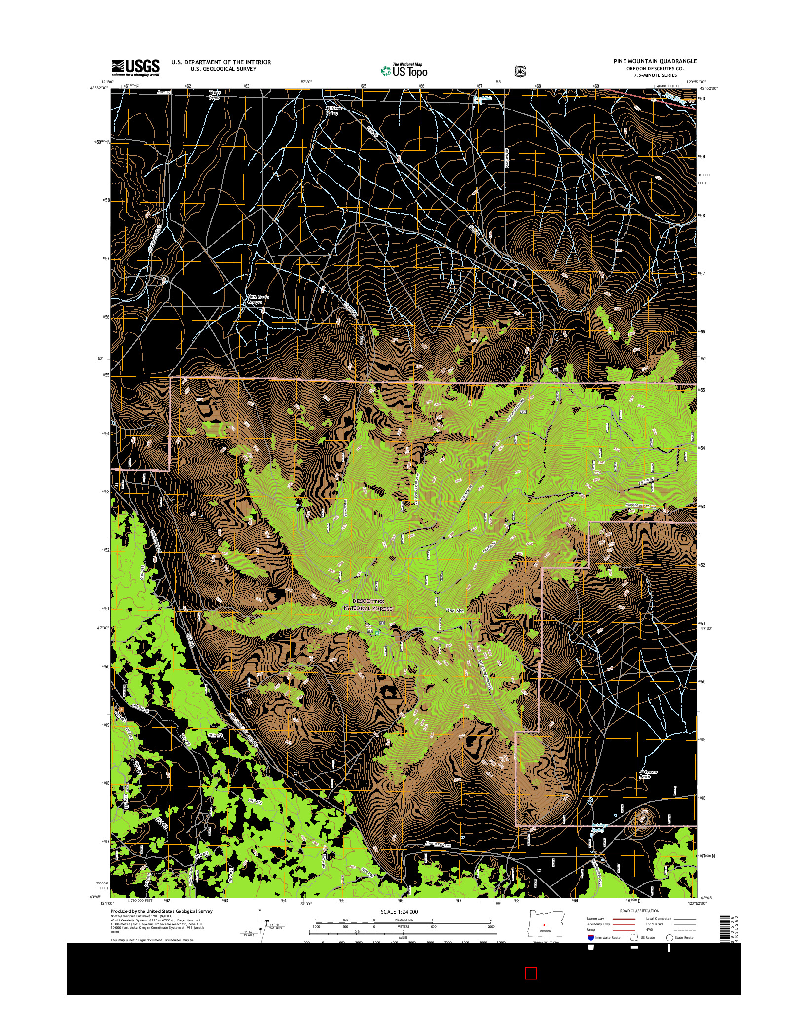 USGS US TOPO 7.5-MINUTE MAP FOR PINE MOUNTAIN, OR 2017