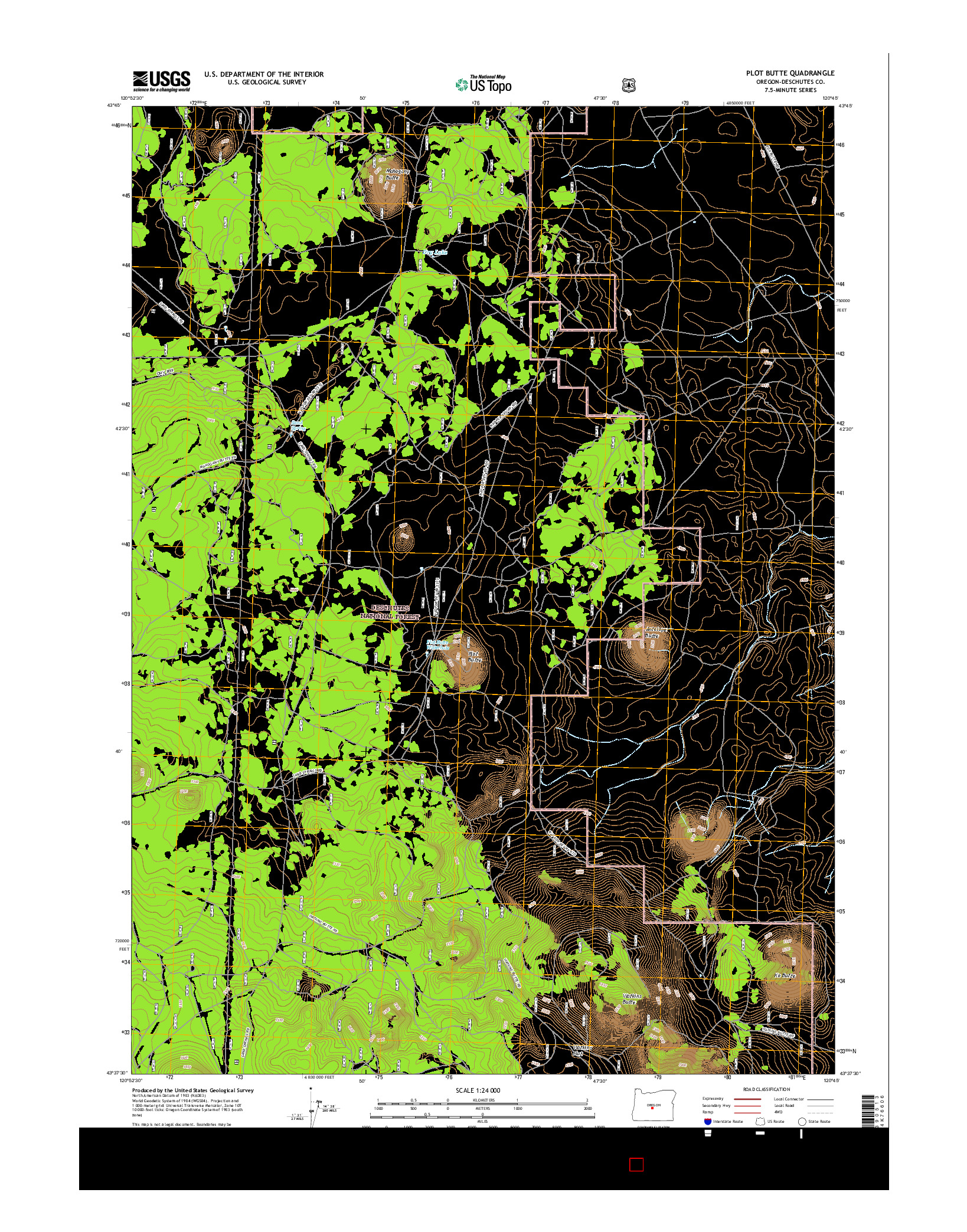 USGS US TOPO 7.5-MINUTE MAP FOR PLOT BUTTE, OR 2017