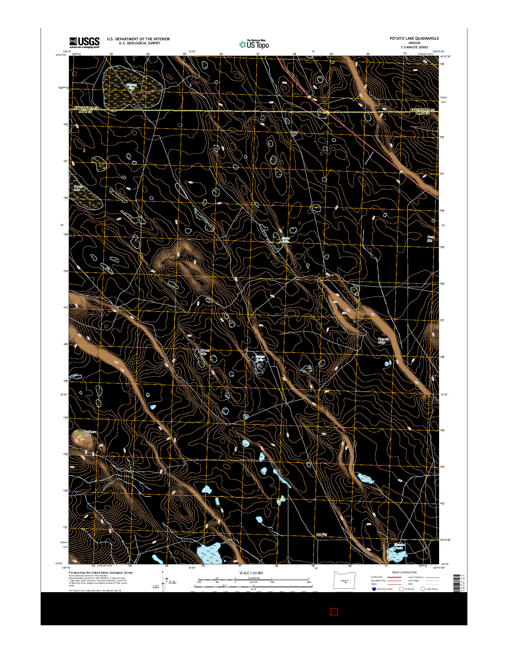 USGS US TOPO 7.5-MINUTE MAP FOR POTATO LAKE, OR 2017