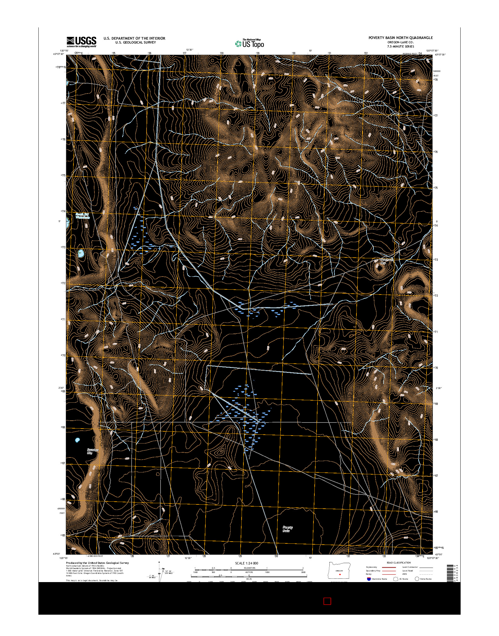 USGS US TOPO 7.5-MINUTE MAP FOR POVERTY BASIN NORTH, OR 2017