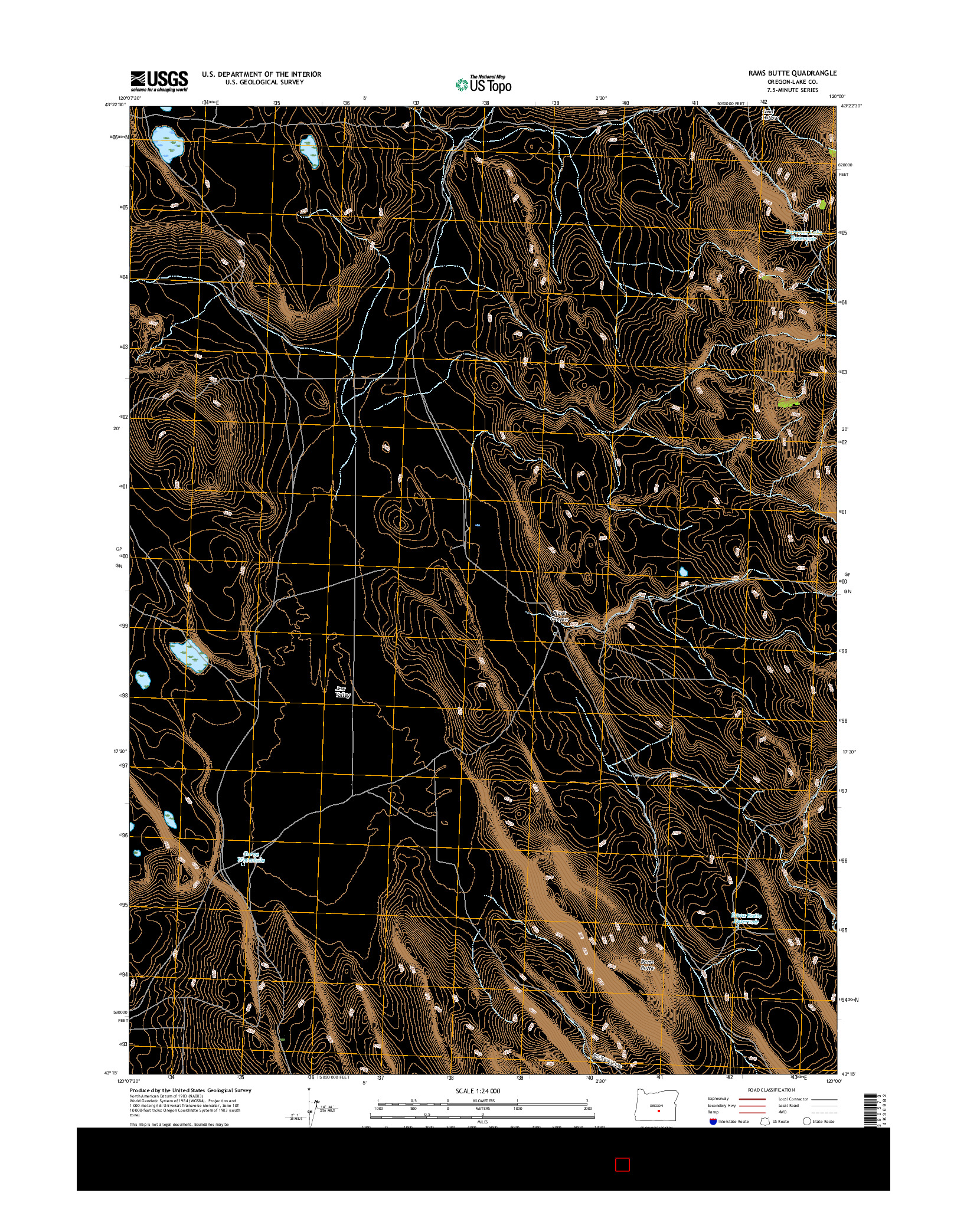 USGS US TOPO 7.5-MINUTE MAP FOR RAMS BUTTE, OR 2017
