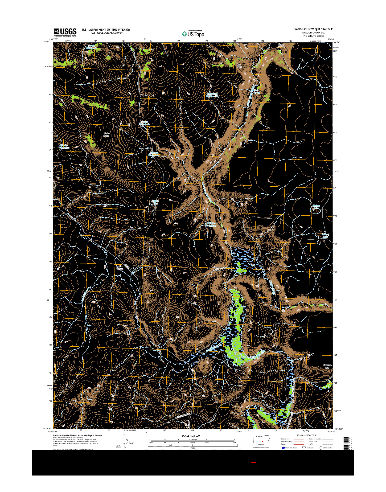 USGS US TOPO 7.5-MINUTE MAP FOR SAND HOLLOW, OR 2017