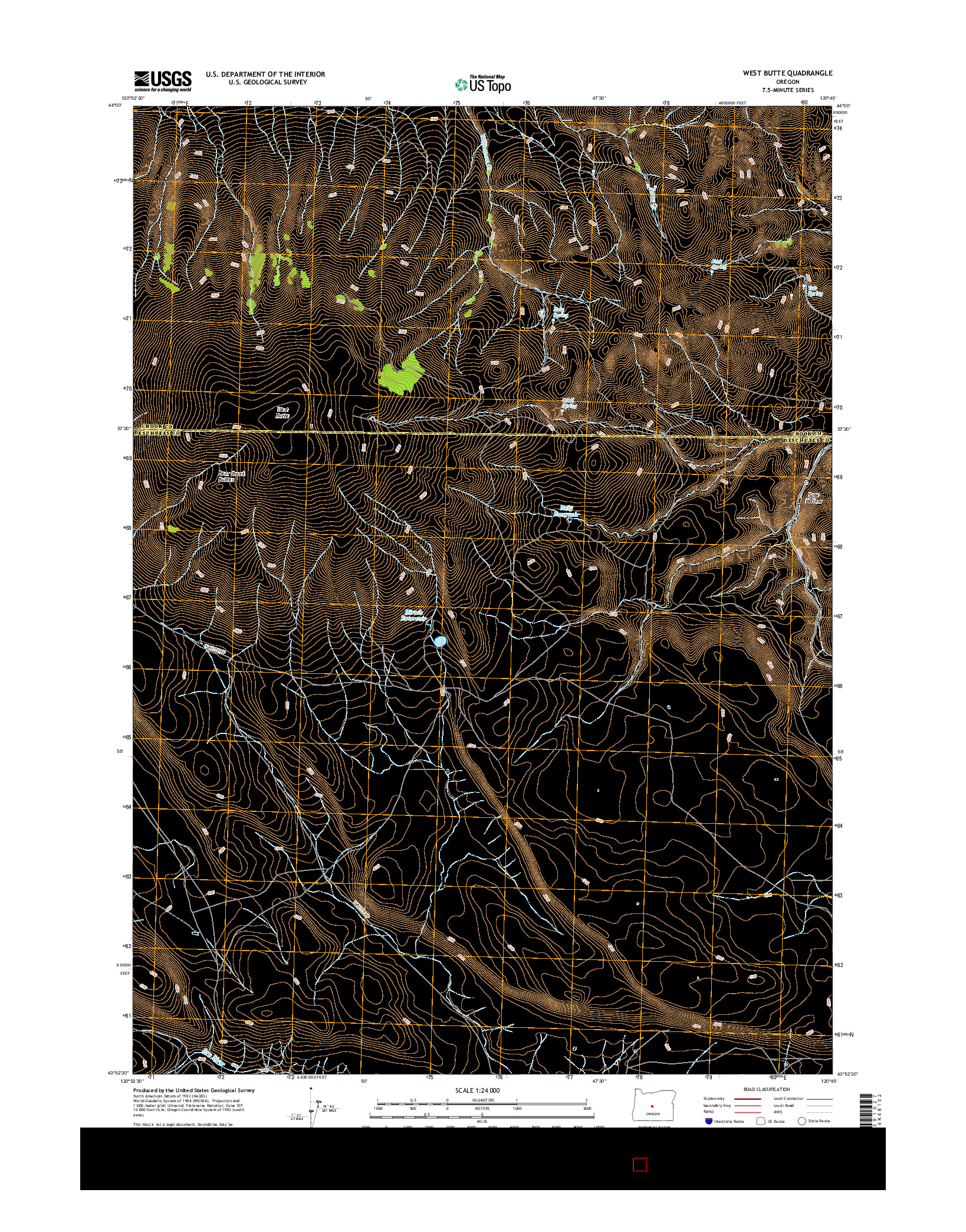 USGS US TOPO 7.5-MINUTE MAP FOR WEST BUTTE, OR 2017