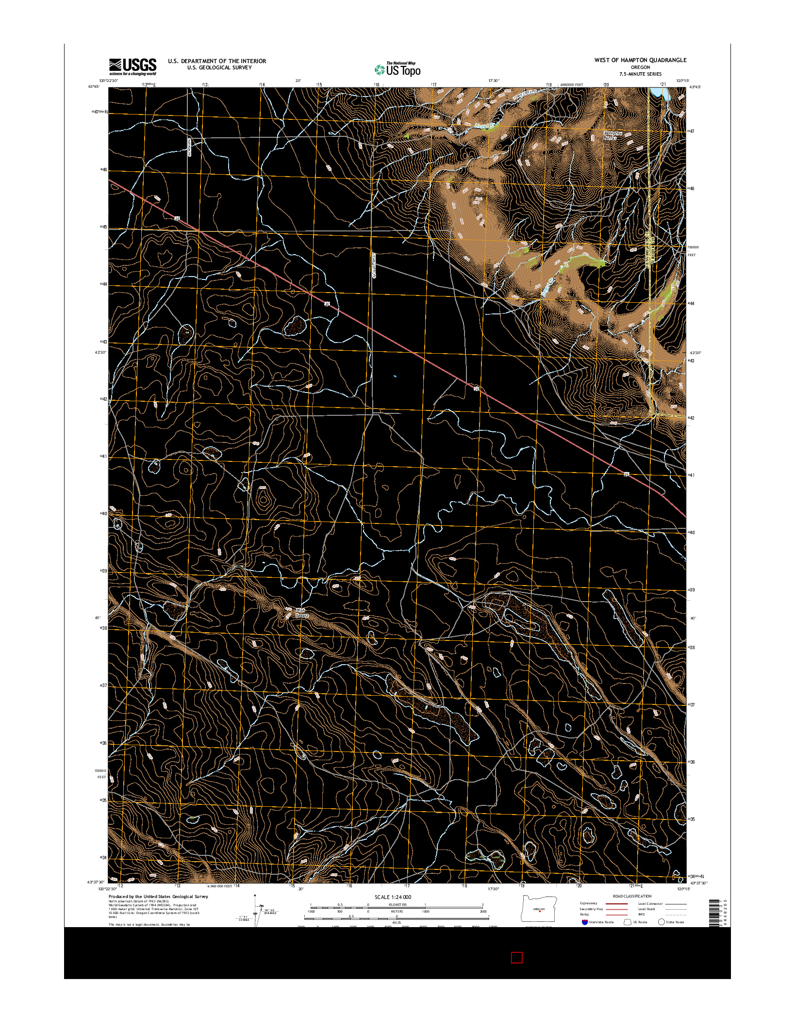 USGS US TOPO 7.5-MINUTE MAP FOR WEST OF HAMPTON, OR 2017