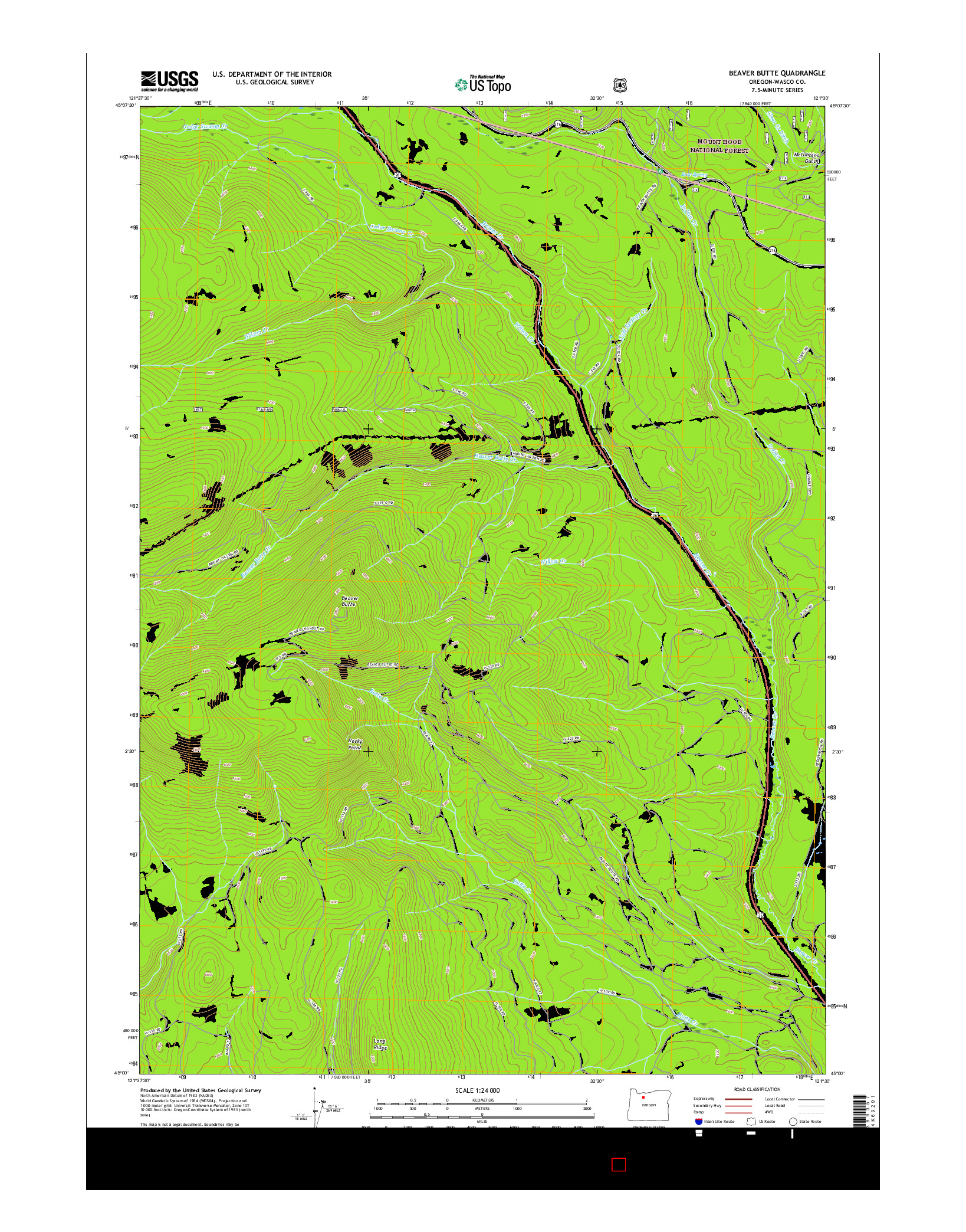 USGS US TOPO 7.5-MINUTE MAP FOR BEAVER BUTTE, OR 2017