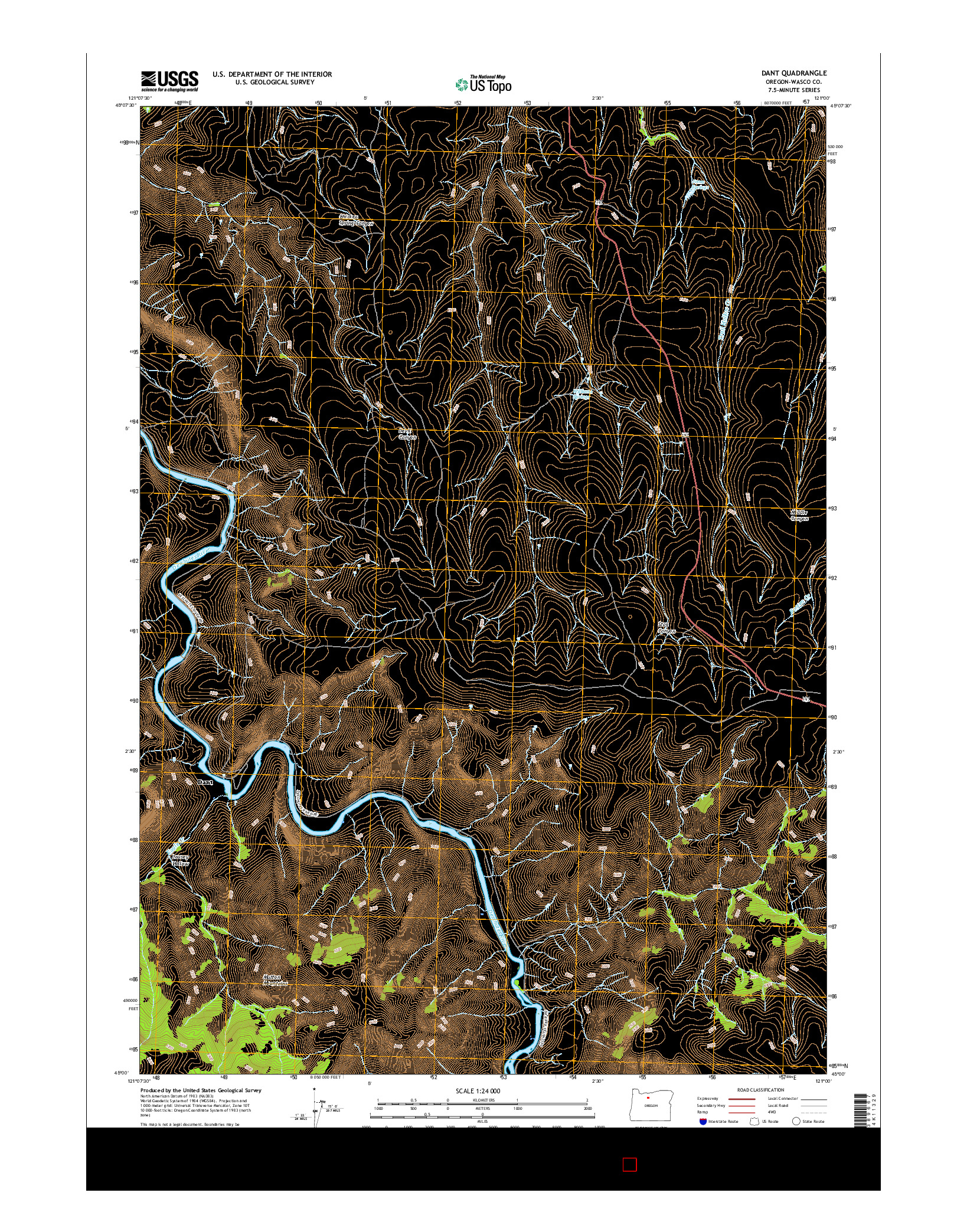 USGS US TOPO 7.5-MINUTE MAP FOR DANT, OR 2017