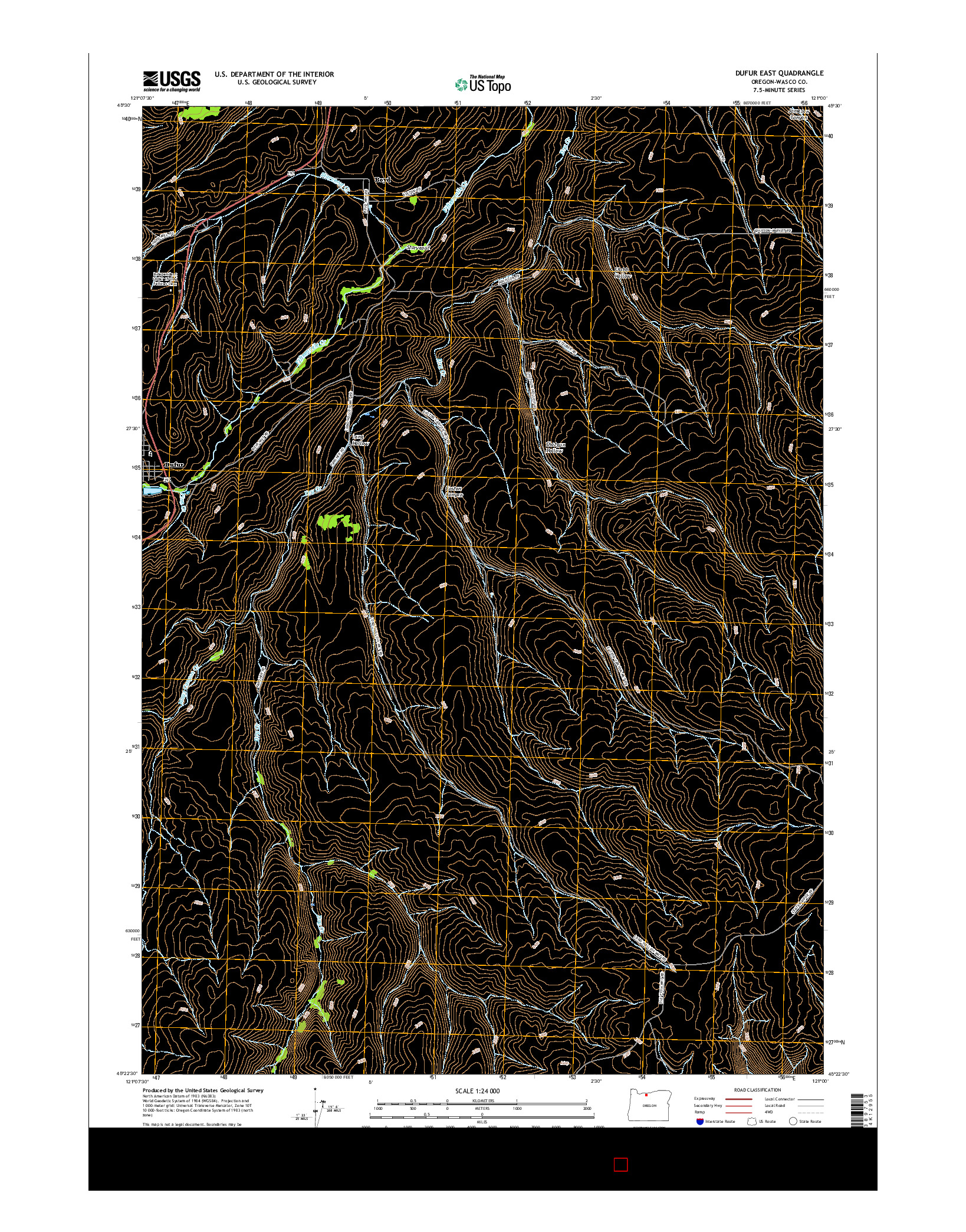 USGS US TOPO 7.5-MINUTE MAP FOR DUFUR EAST, OR 2017