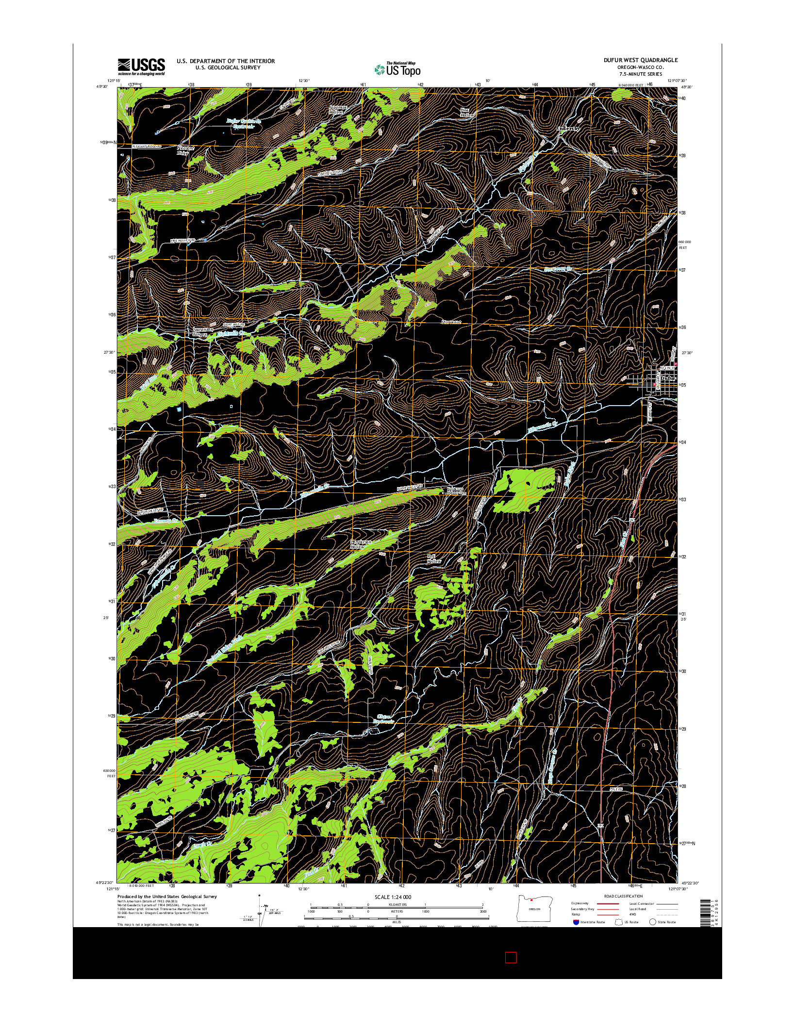 USGS US TOPO 7.5-MINUTE MAP FOR DUFUR WEST, OR 2017