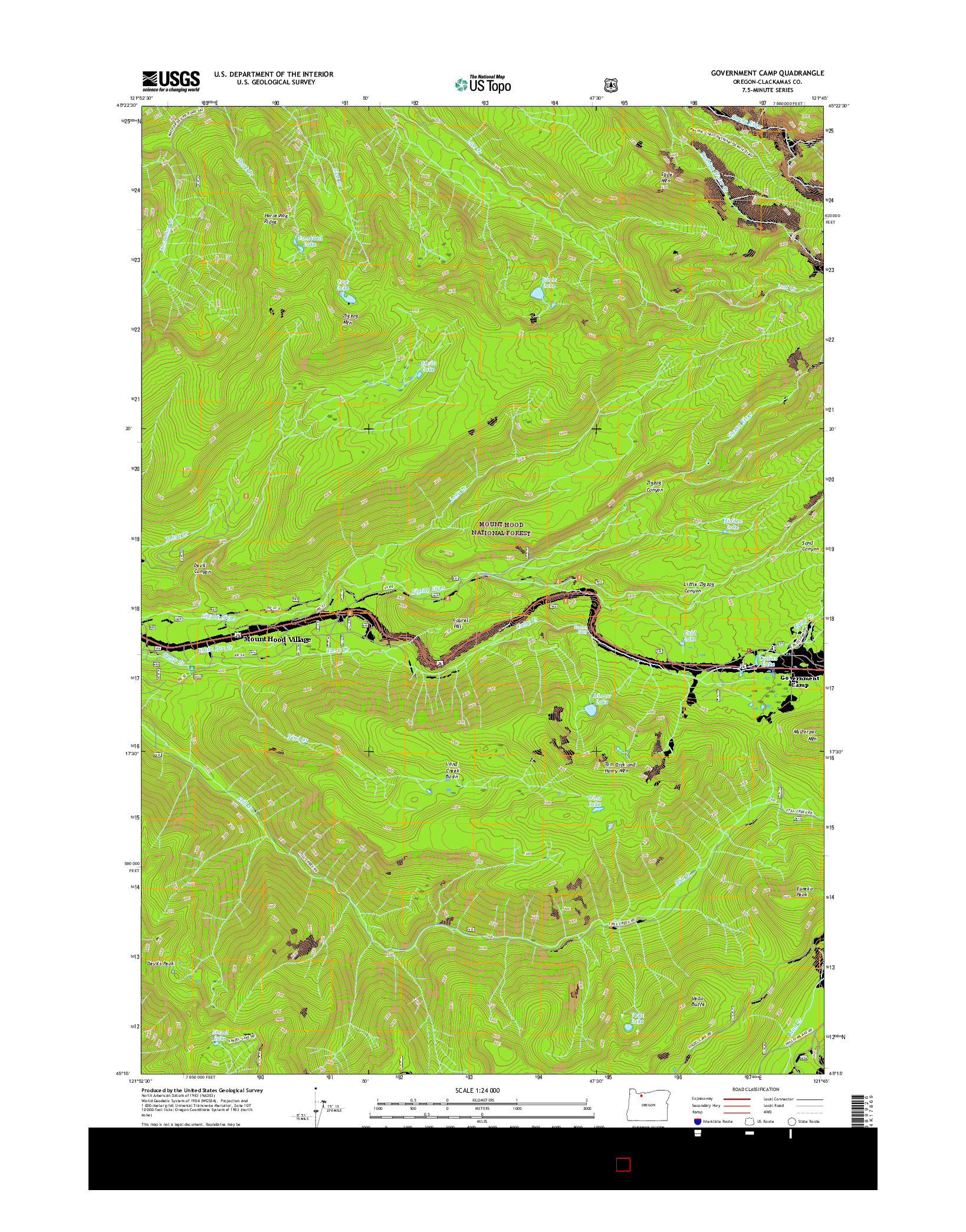 USGS US TOPO 7.5-MINUTE MAP FOR GOVERNMENT CAMP, OR 2017