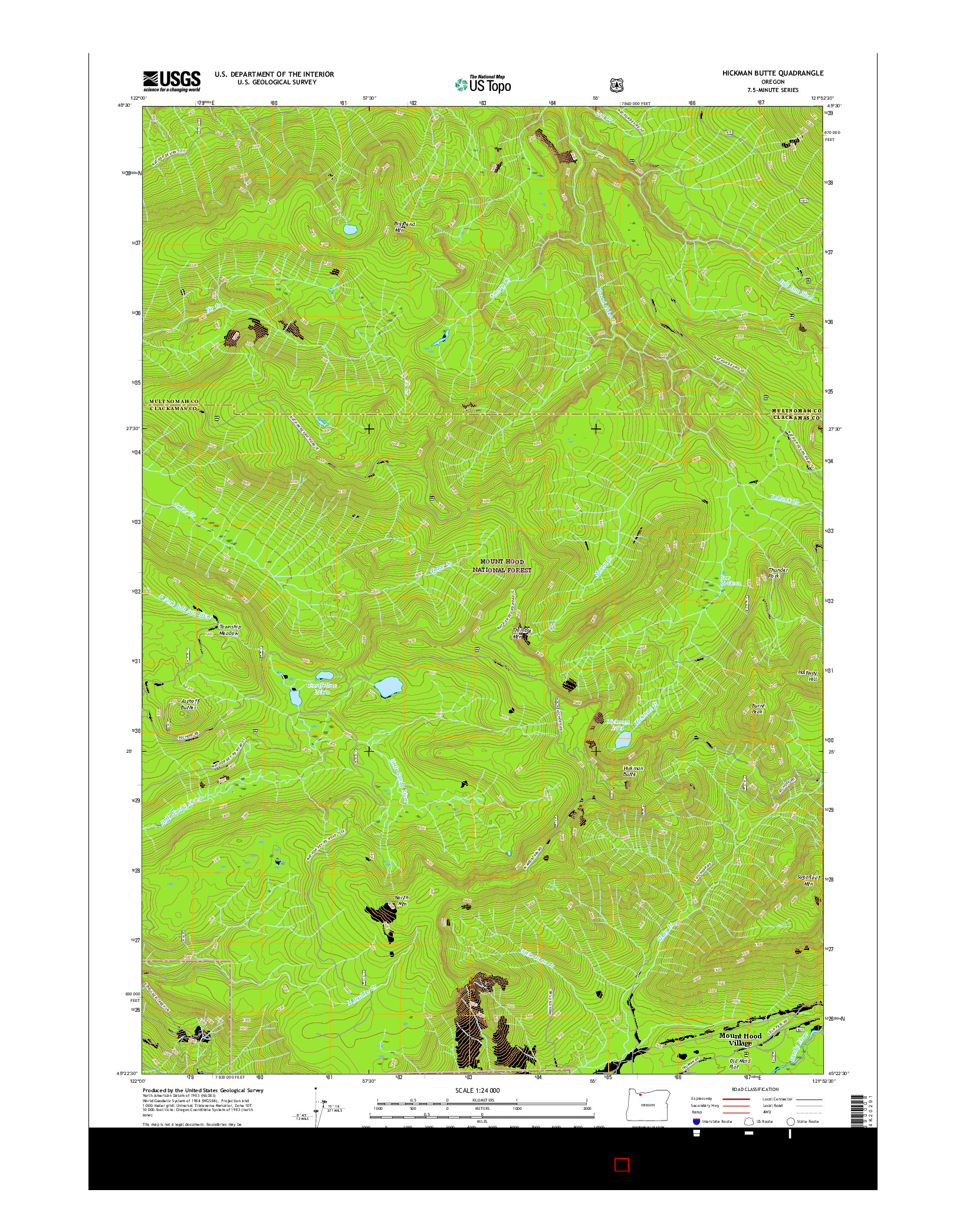 USGS US TOPO 7.5-MINUTE MAP FOR HICKMAN BUTTE, OR 2017