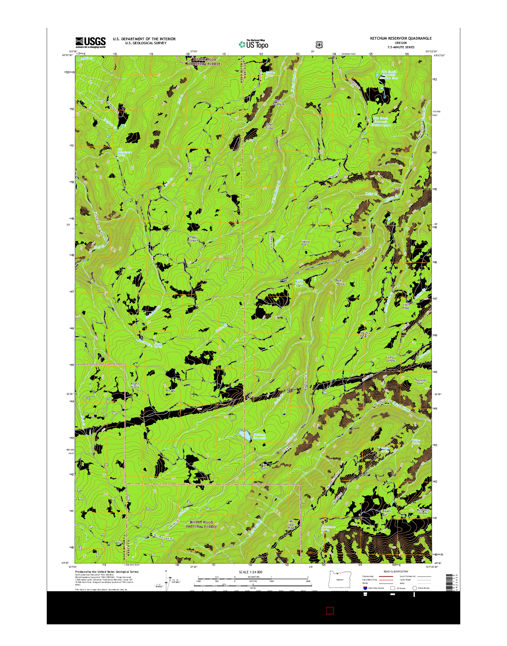 USGS US TOPO 7.5-MINUTE MAP FOR KETCHUM RESERVOIR, OR 2017
