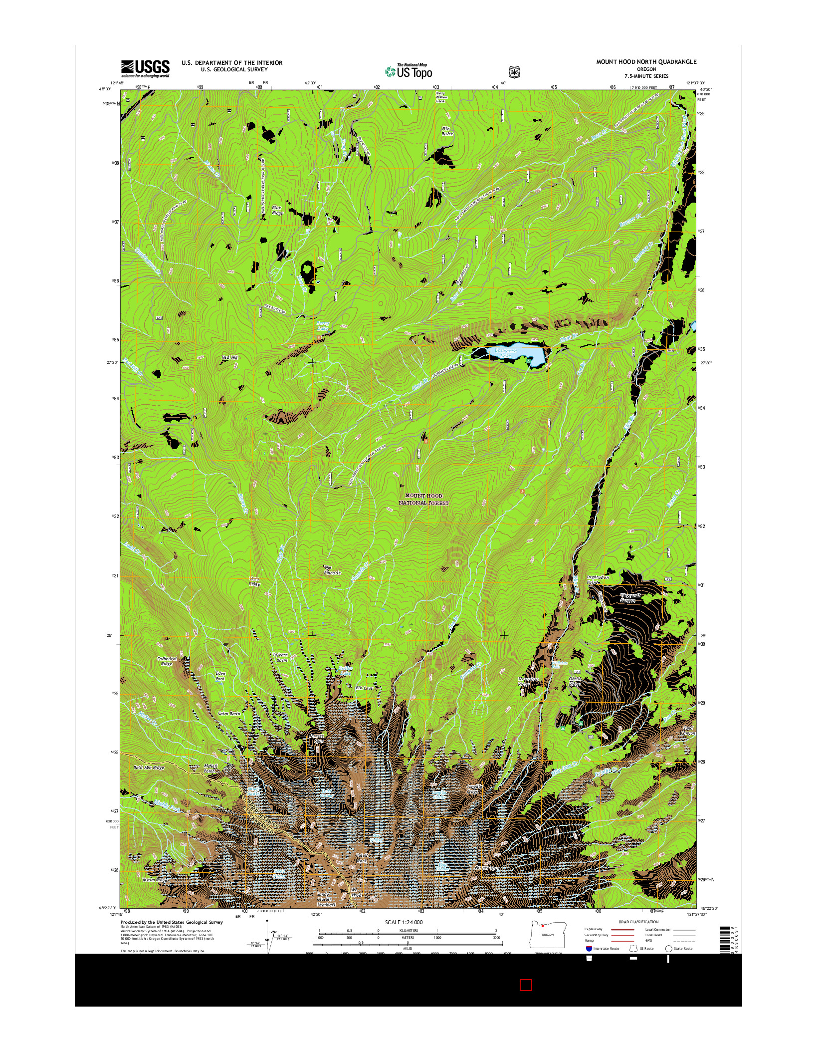 USGS US TOPO 7.5-MINUTE MAP FOR MOUNT HOOD NORTH, OR 2017