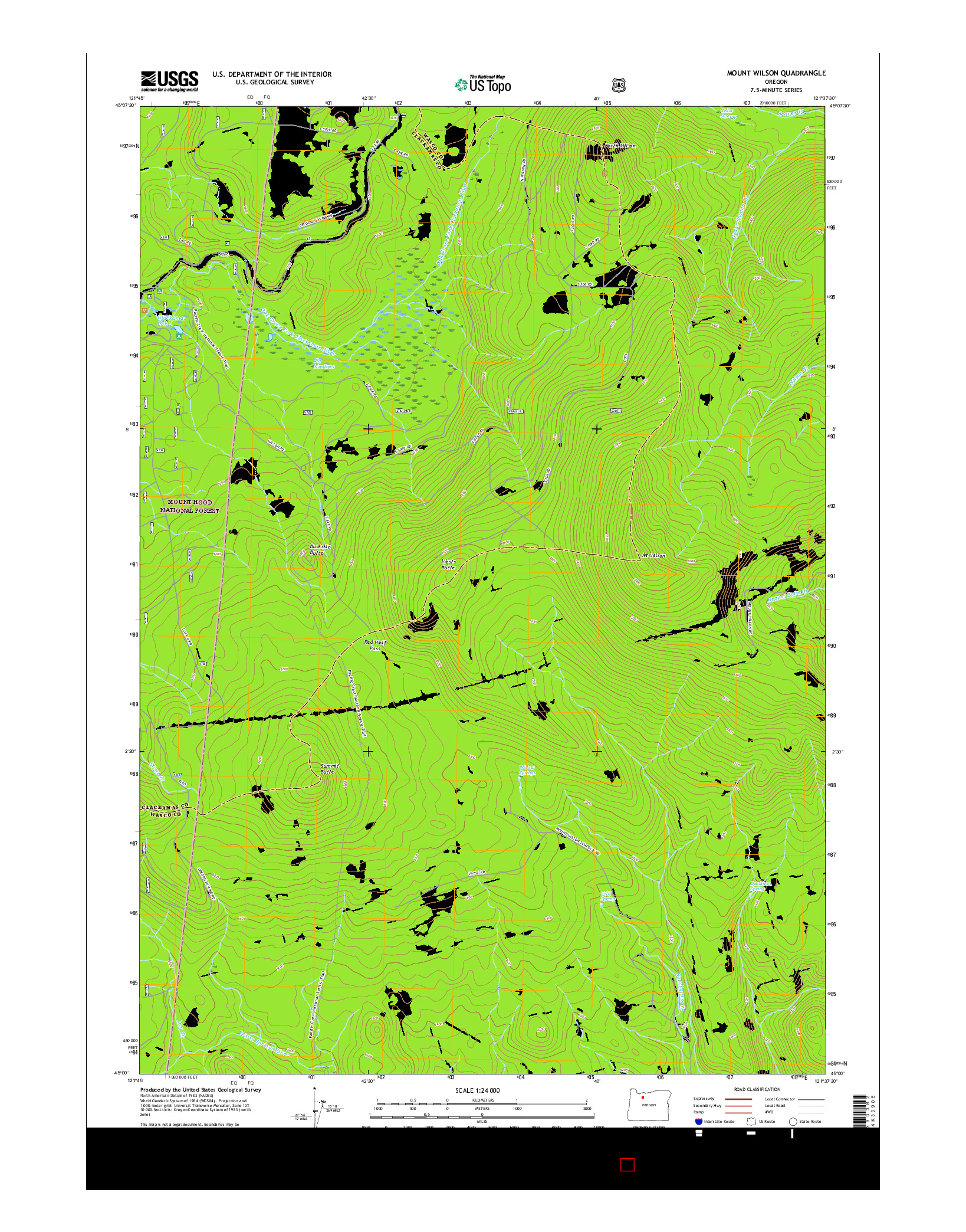 USGS US TOPO 7.5-MINUTE MAP FOR MOUNT WILSON, OR 2017