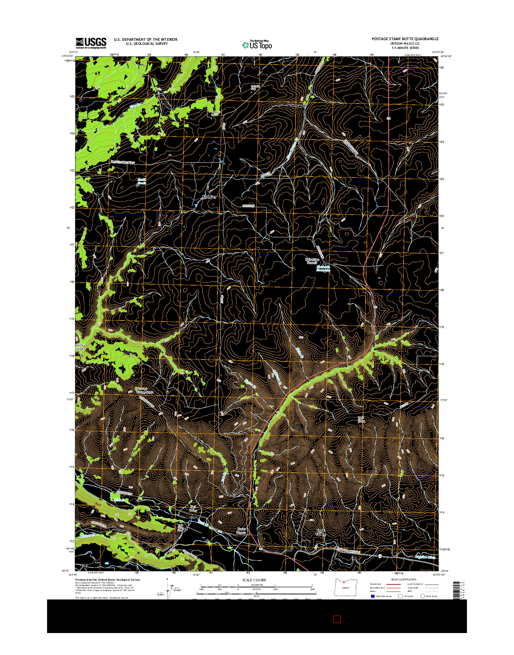 USGS US TOPO 7.5-MINUTE MAP FOR POSTAGE STAMP BUTTE, OR 2017