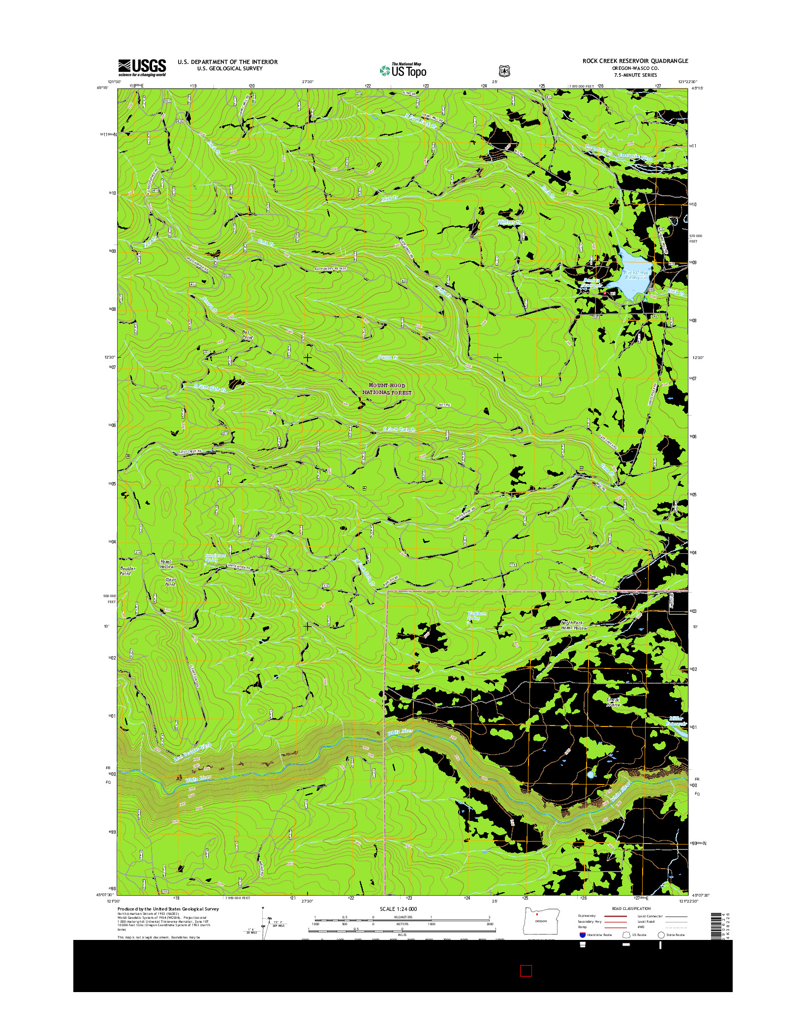 USGS US TOPO 7.5-MINUTE MAP FOR ROCK CREEK RESERVOIR, OR 2017