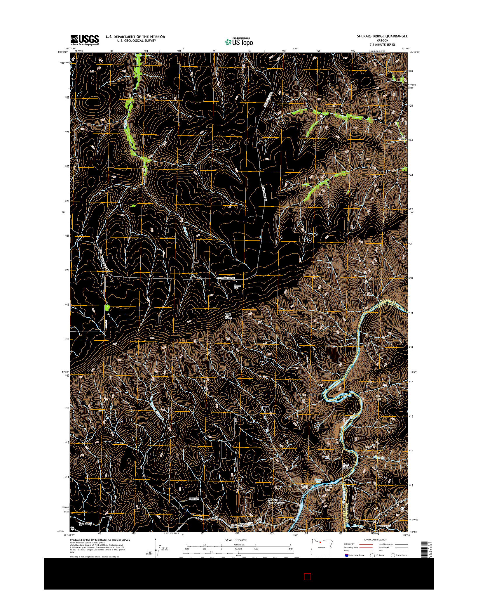 USGS US TOPO 7.5-MINUTE MAP FOR SHERARS BRIDGE, OR 2017