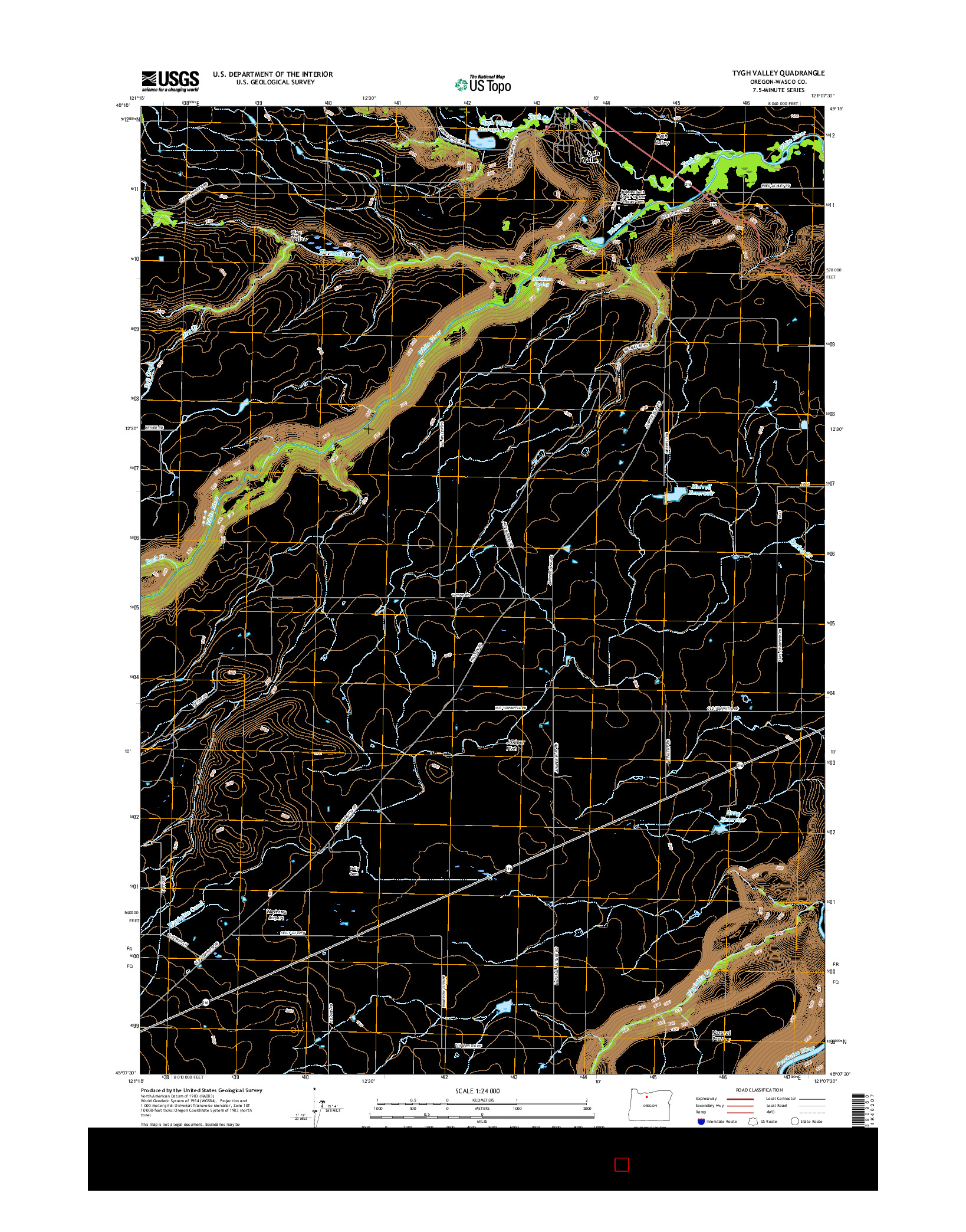 USGS US TOPO 7.5-MINUTE MAP FOR TYGH VALLEY, OR 2017