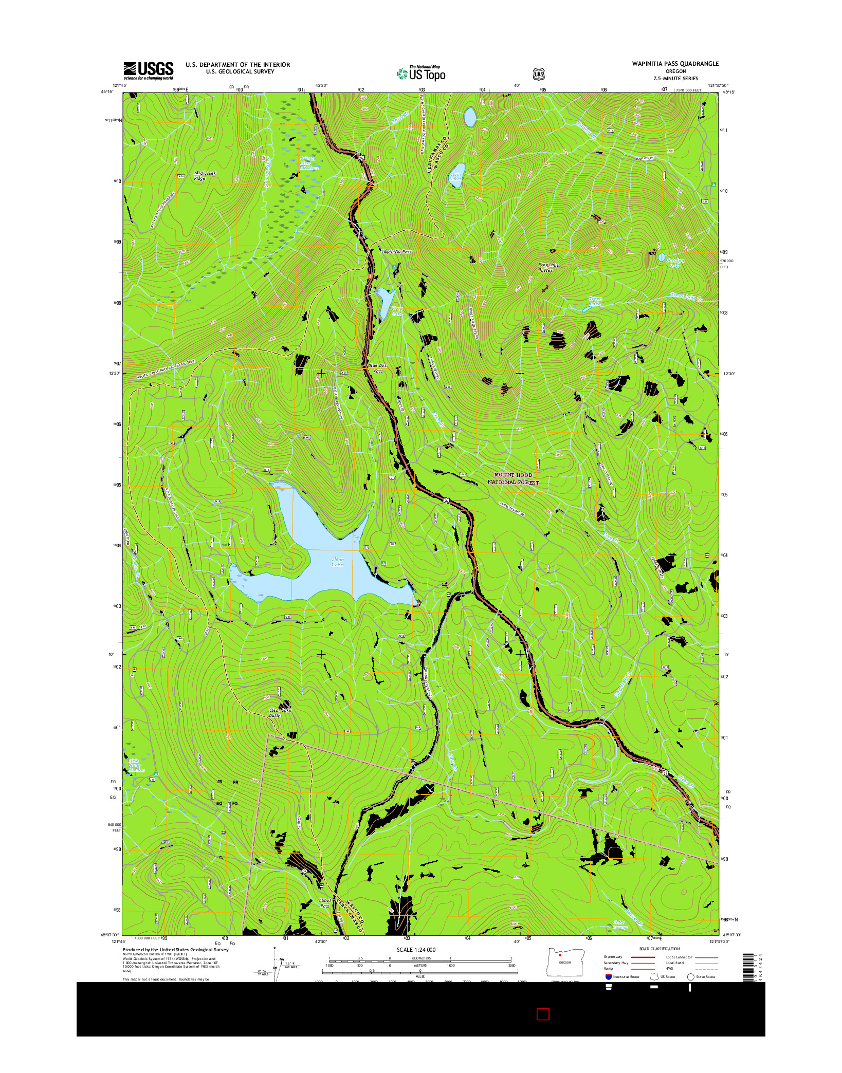 USGS US TOPO 7.5-MINUTE MAP FOR WAPINITIA PASS, OR 2017