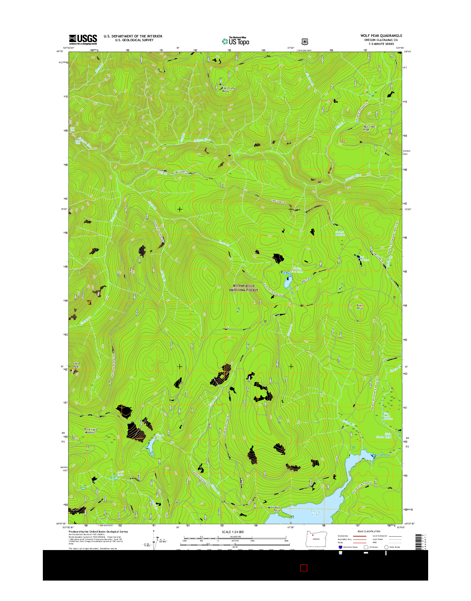 USGS US TOPO 7.5-MINUTE MAP FOR WOLF PEAK, OR 2017