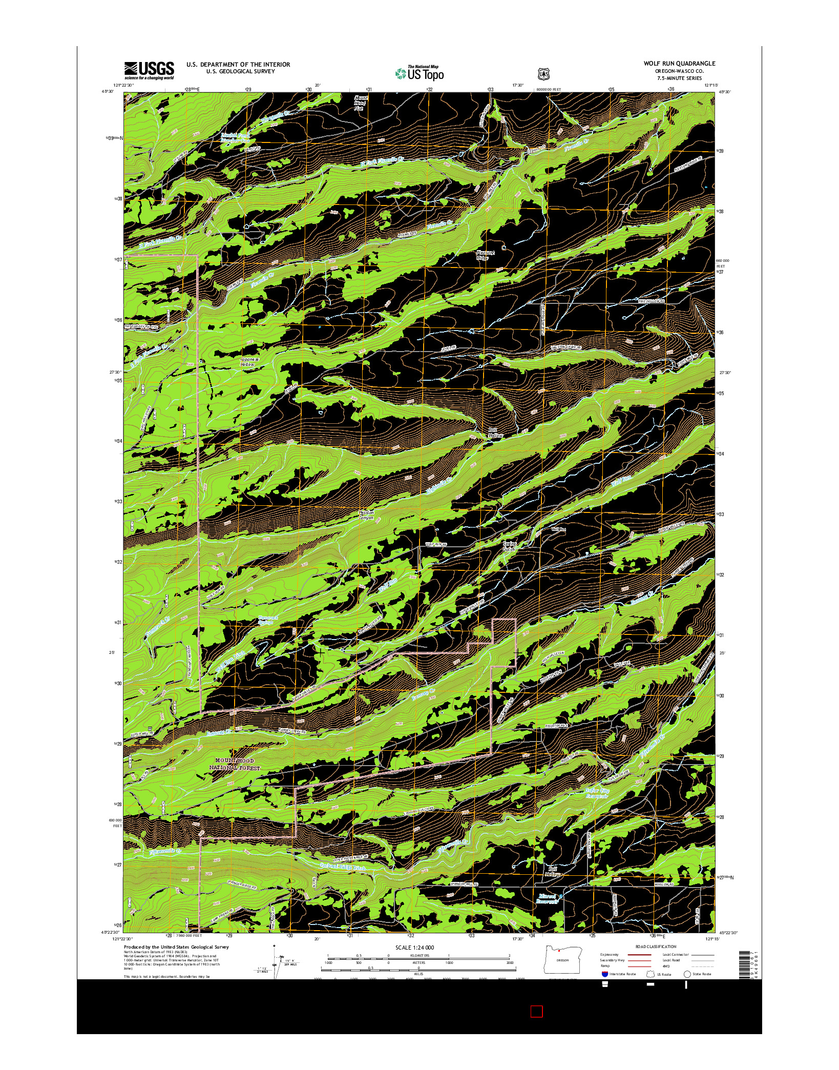 USGS US TOPO 7.5-MINUTE MAP FOR WOLF RUN, OR 2017