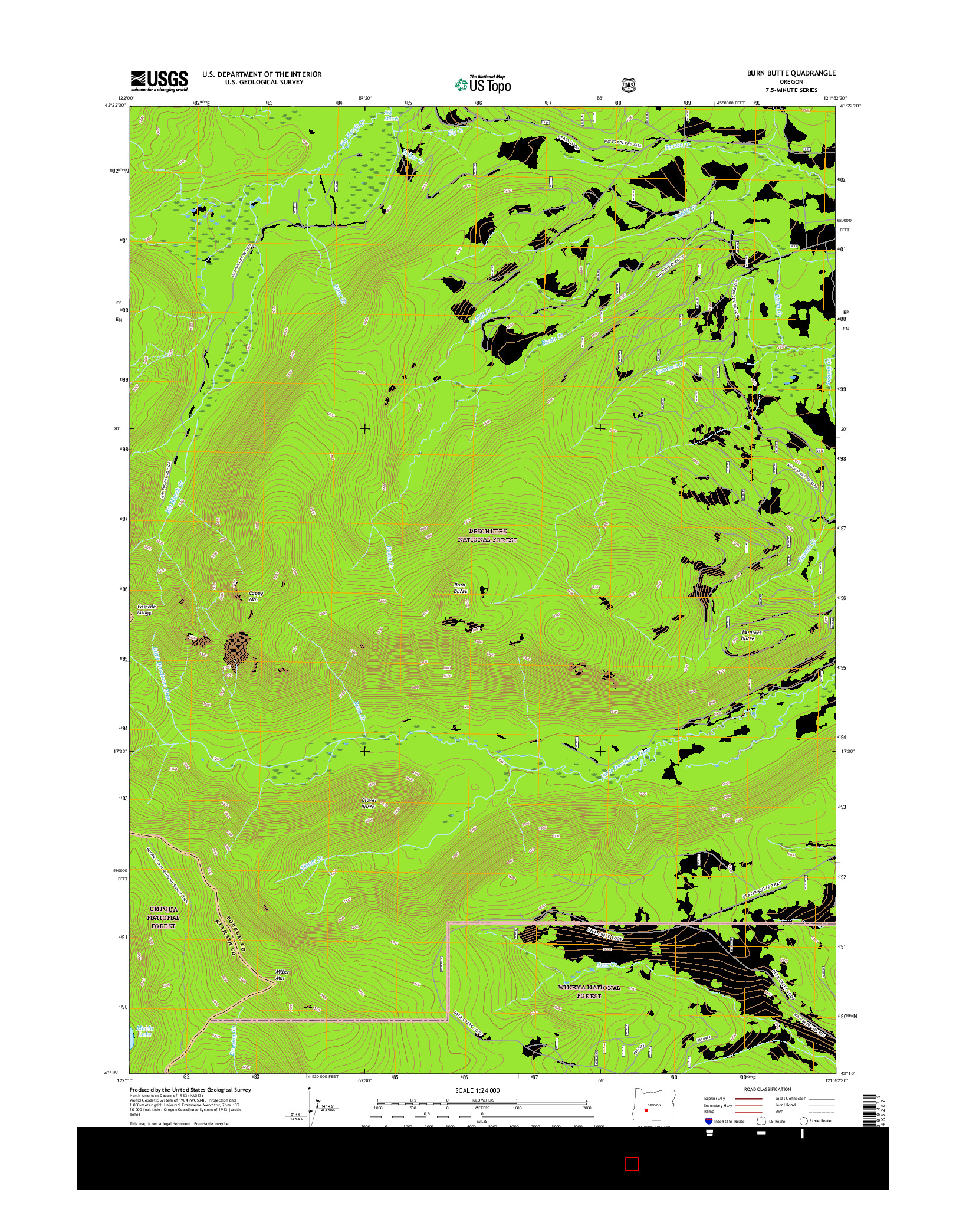 USGS US TOPO 7.5-MINUTE MAP FOR BURN BUTTE, OR 2017